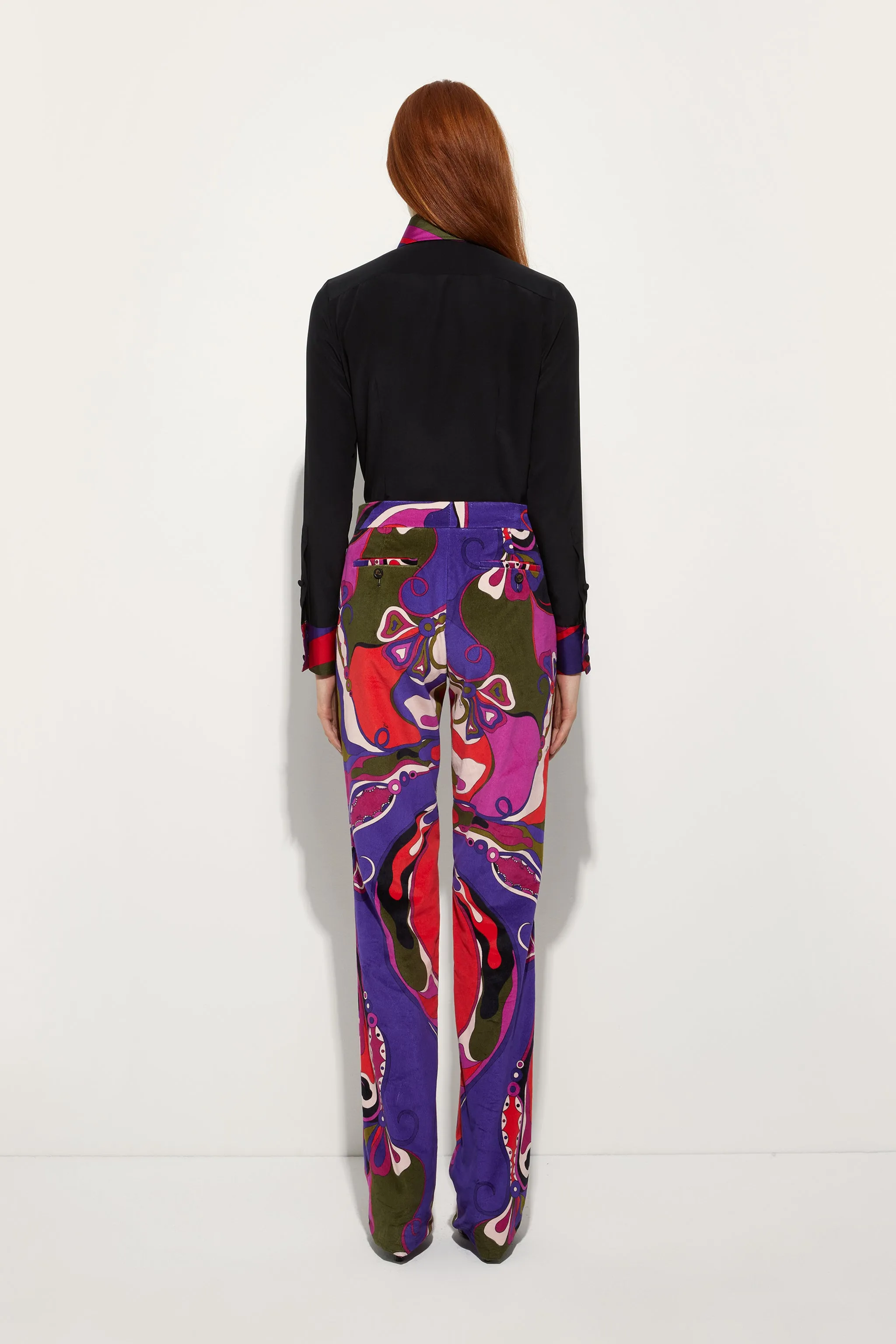 Cr??pe de Chine Shirt with Printed Details Tropical theme