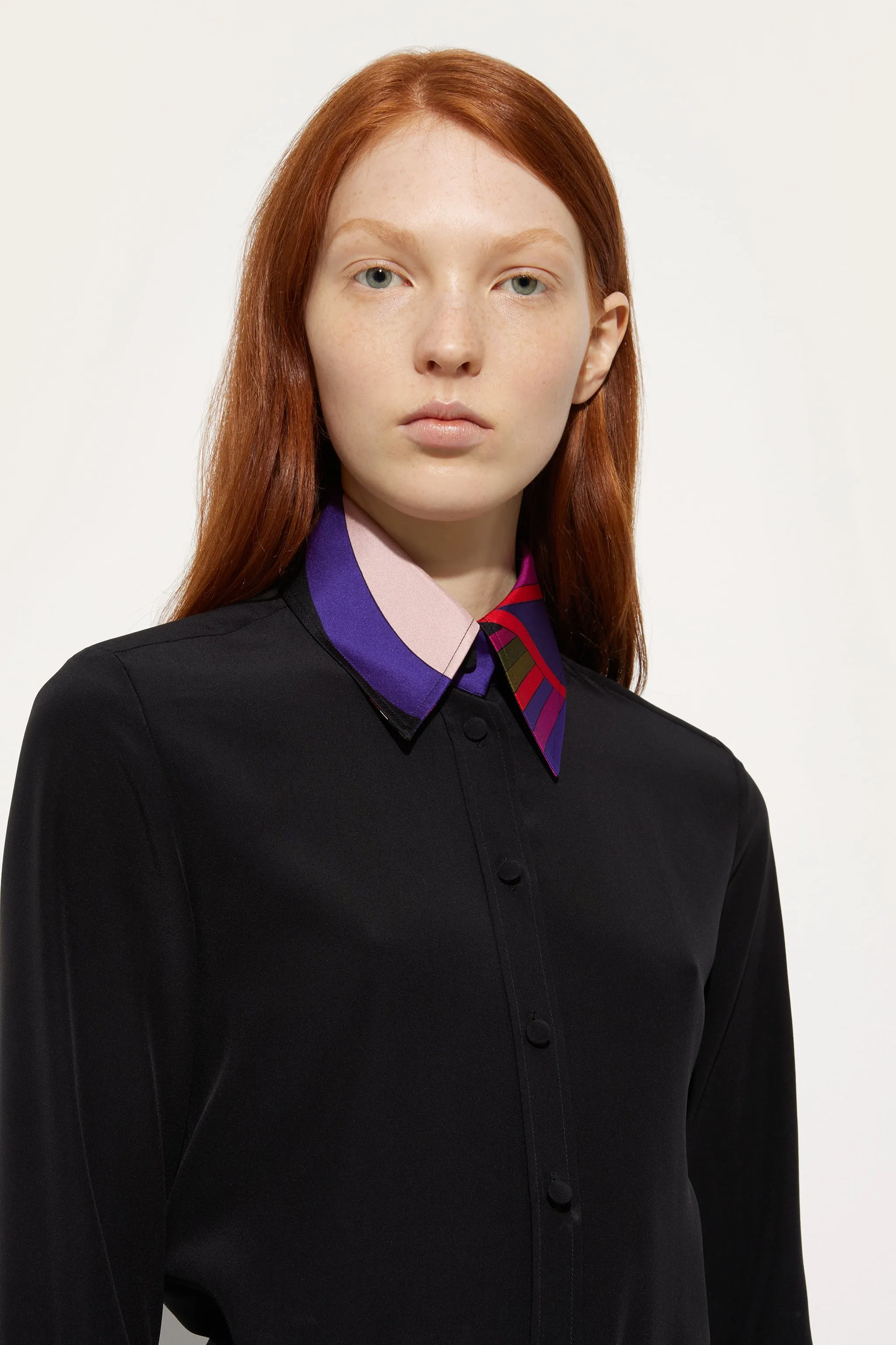 Daytime Look Cr??pe de Chine Shirt with Printed Details