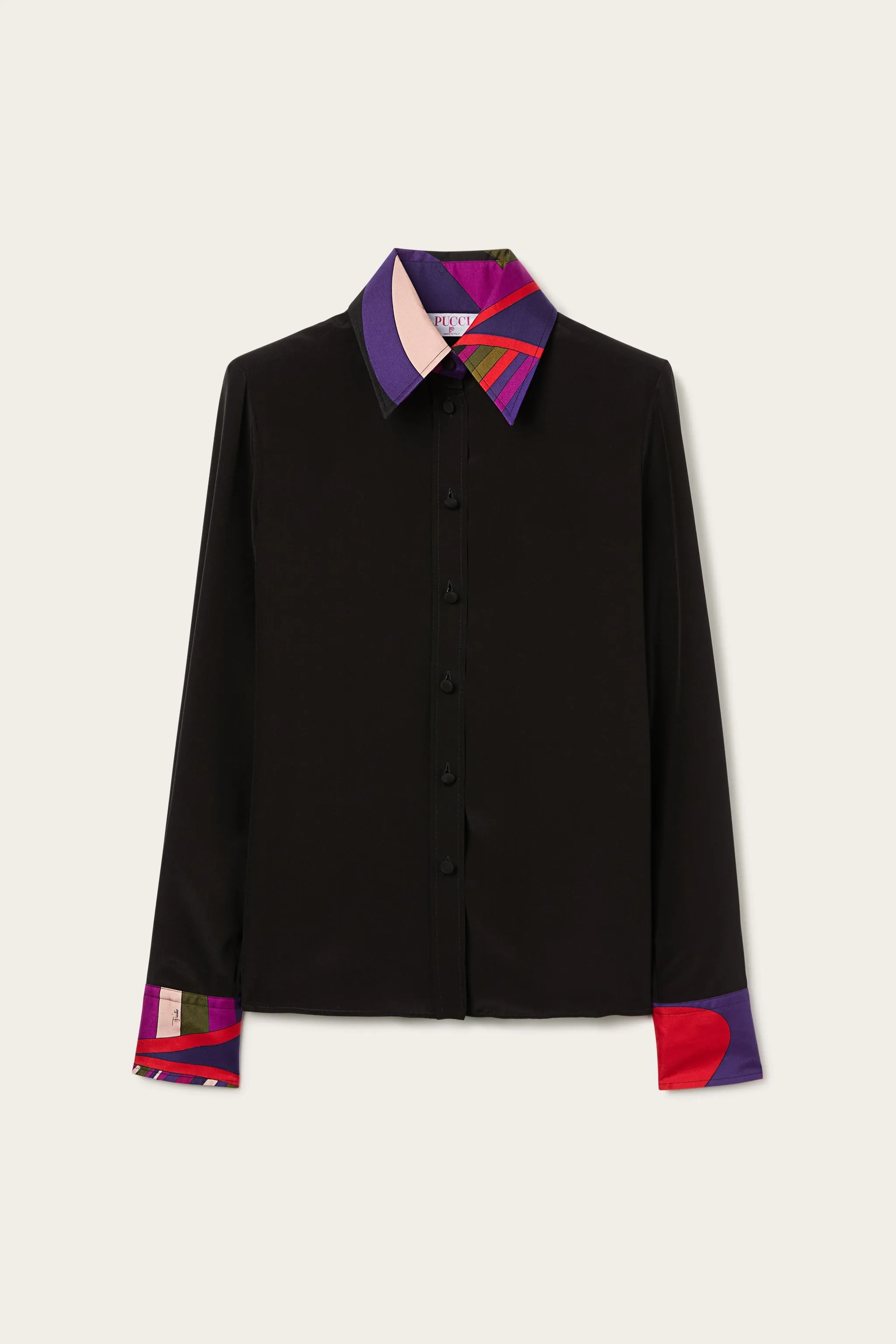 Cr??pe de Chine Shirt with Printed Details Performance Fabric Fashionable Pick