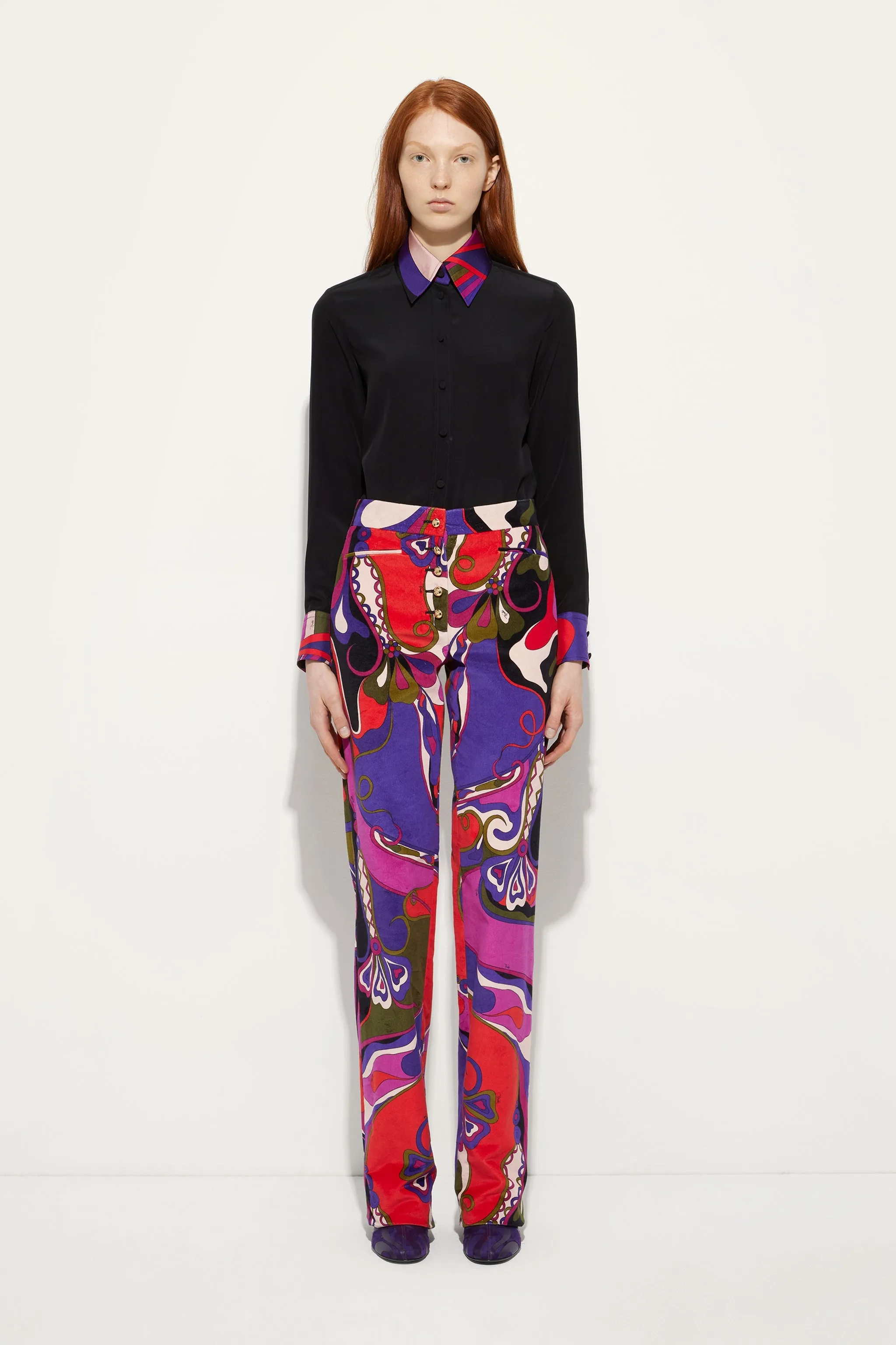 Anti Pilling Surface Premium Pima Cotton Cr??pe de Chine Shirt with Printed Details