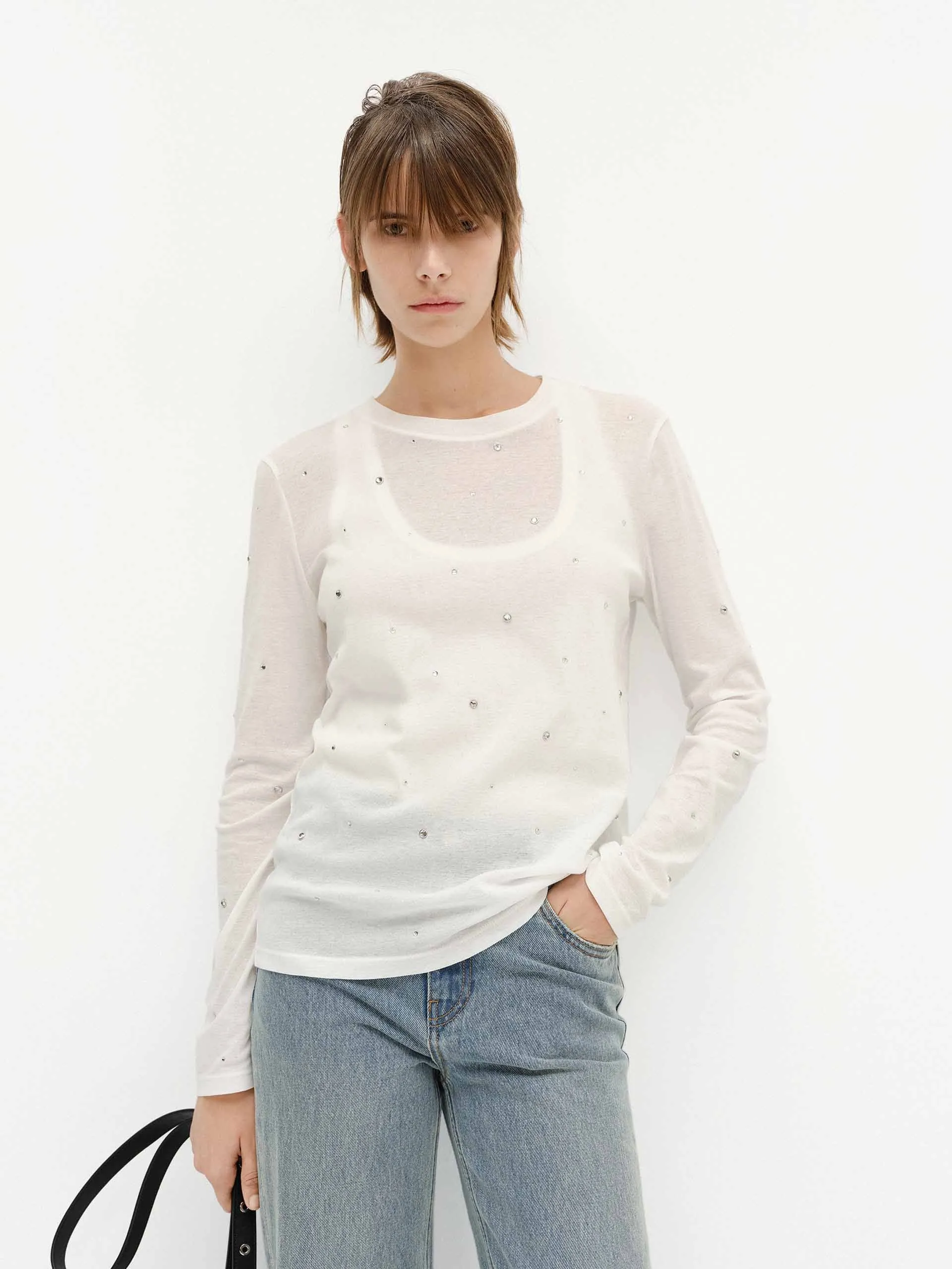 Crystal Detail Top Set Smooth Zipper Design