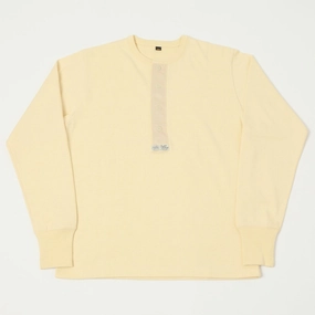 Stylish and Comfortable Freewheelers & Co Power Wear Long Sleeve Henley - Straw Cream