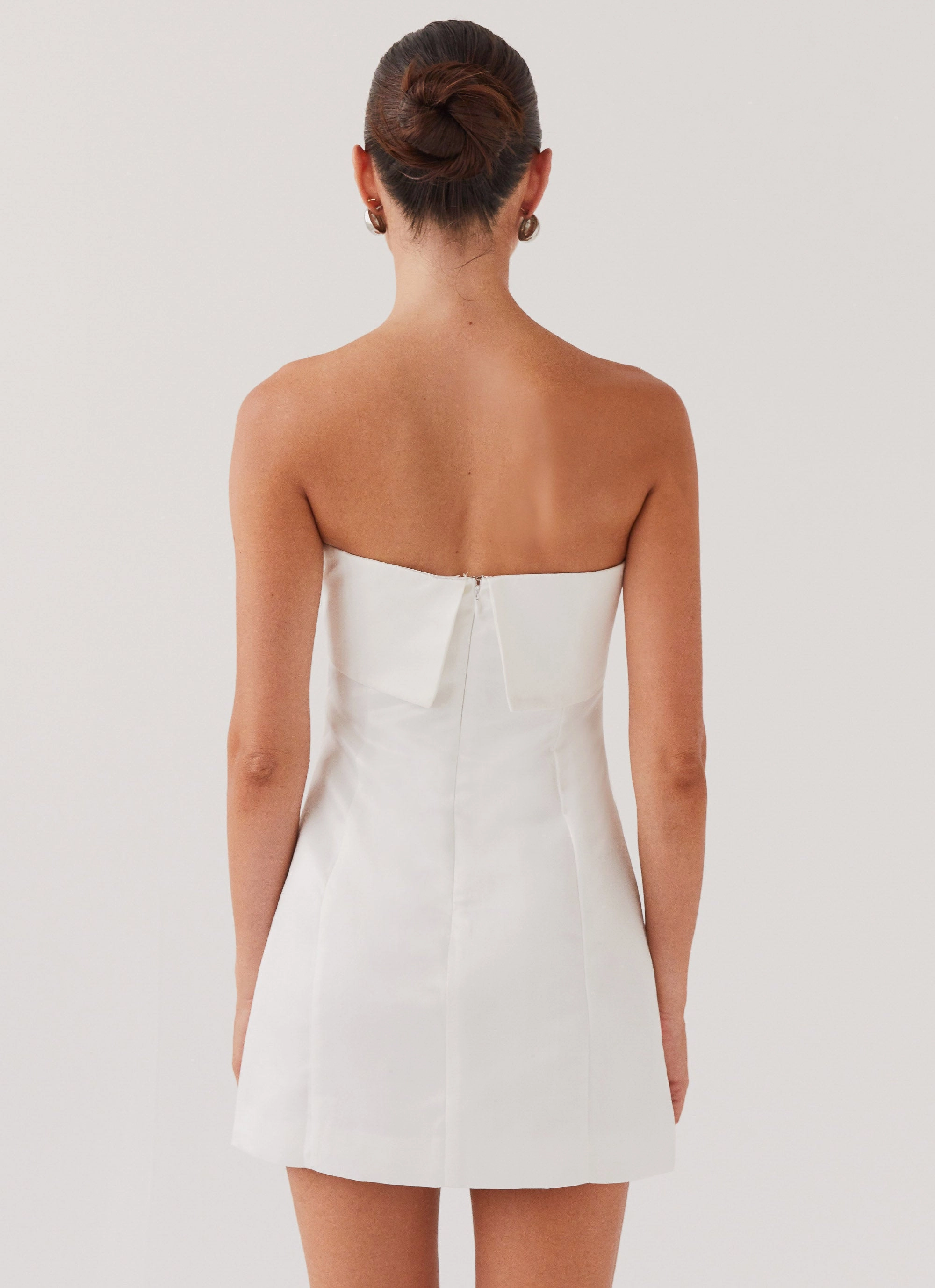 Bombshell Tube Mini Dress - White Pearl Youthful Style