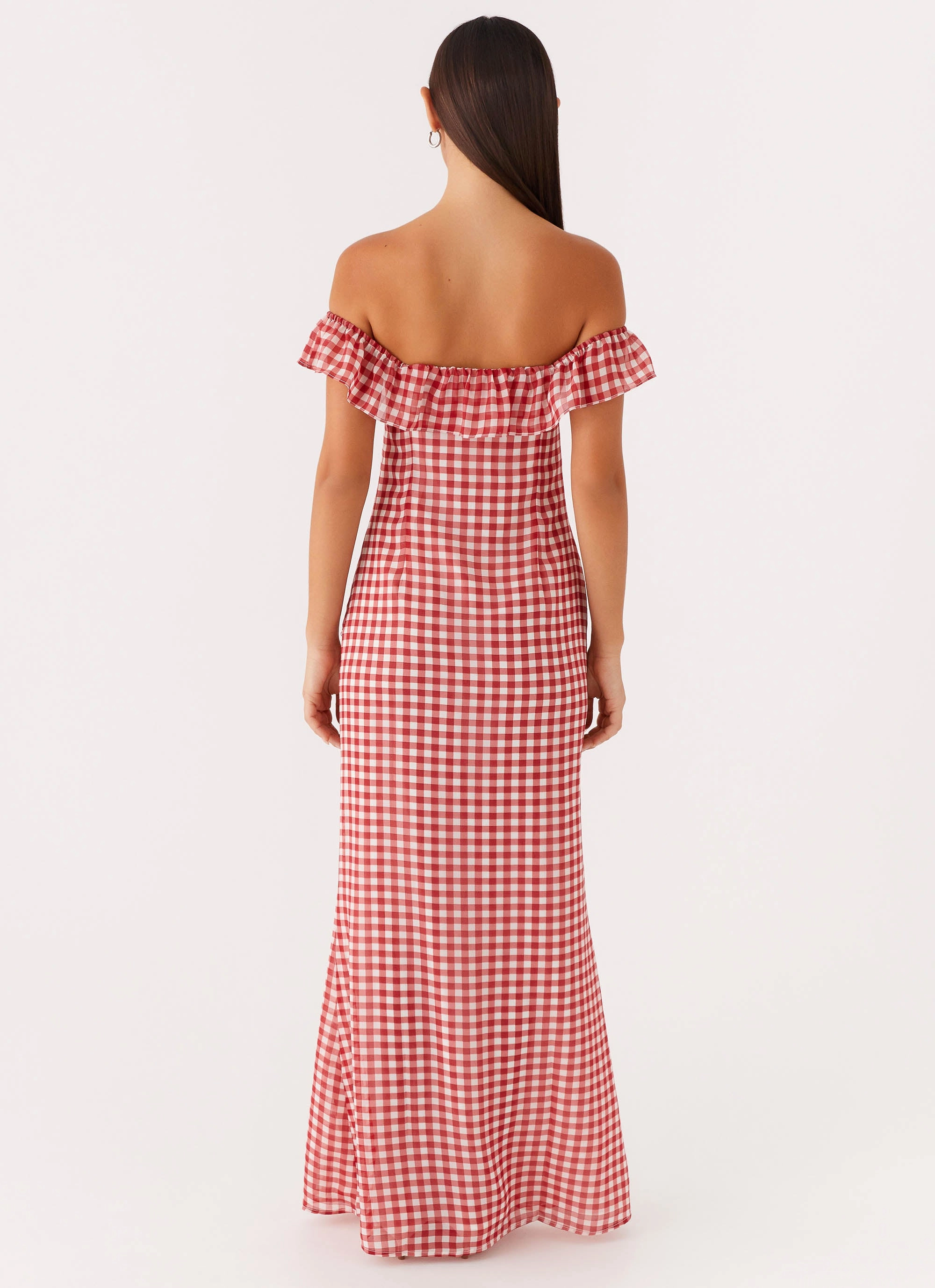 Scarlet Cherry Maxi Dress - Red Gingham Playful Twist Comfortable and Fashionable
