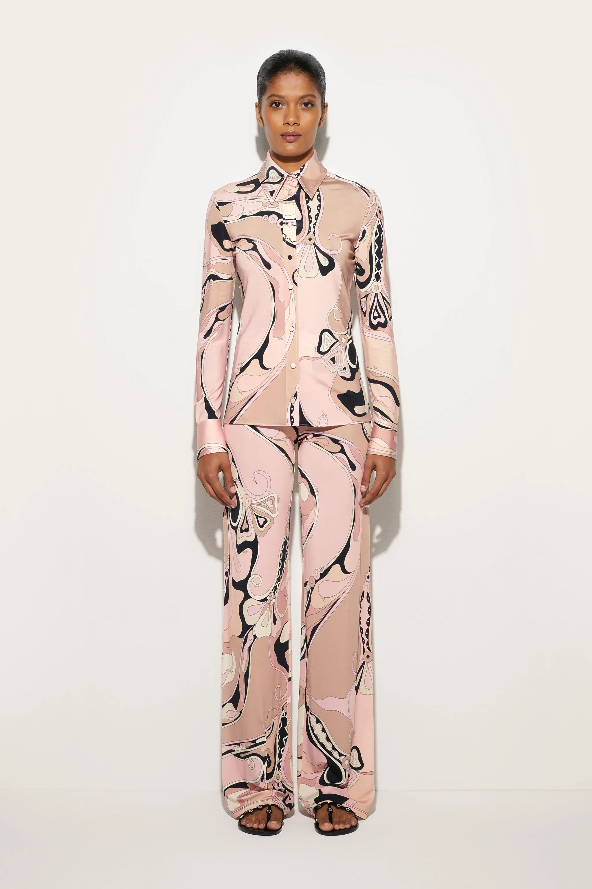 Flexible Knit decorative element Orchidee Fitted Button Down Shirt