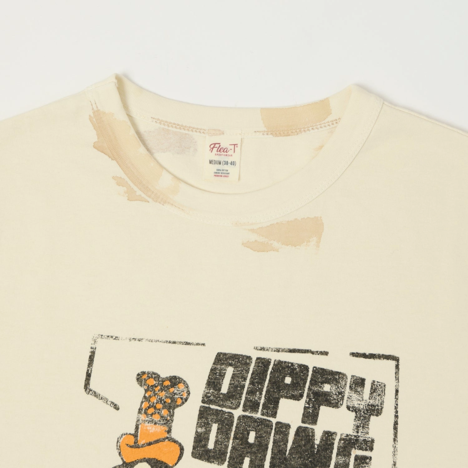 Flea-T 1950s Orange 'Dippy Dawg' T-Shirt - White Smart Comfort