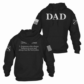 Dad Defined Hoodie - Black clip accents packable