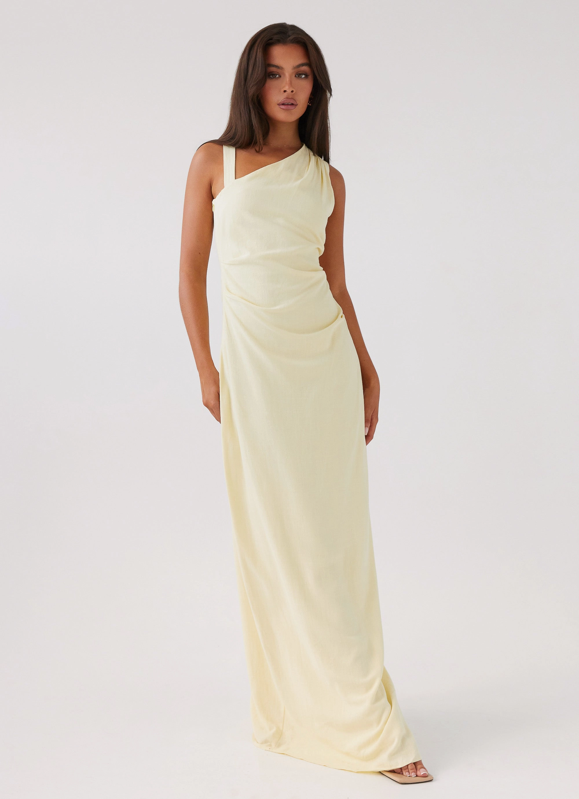 Calm Silhouette Daffodil Charm Linen Maxi Dress - Sunflower Yellow