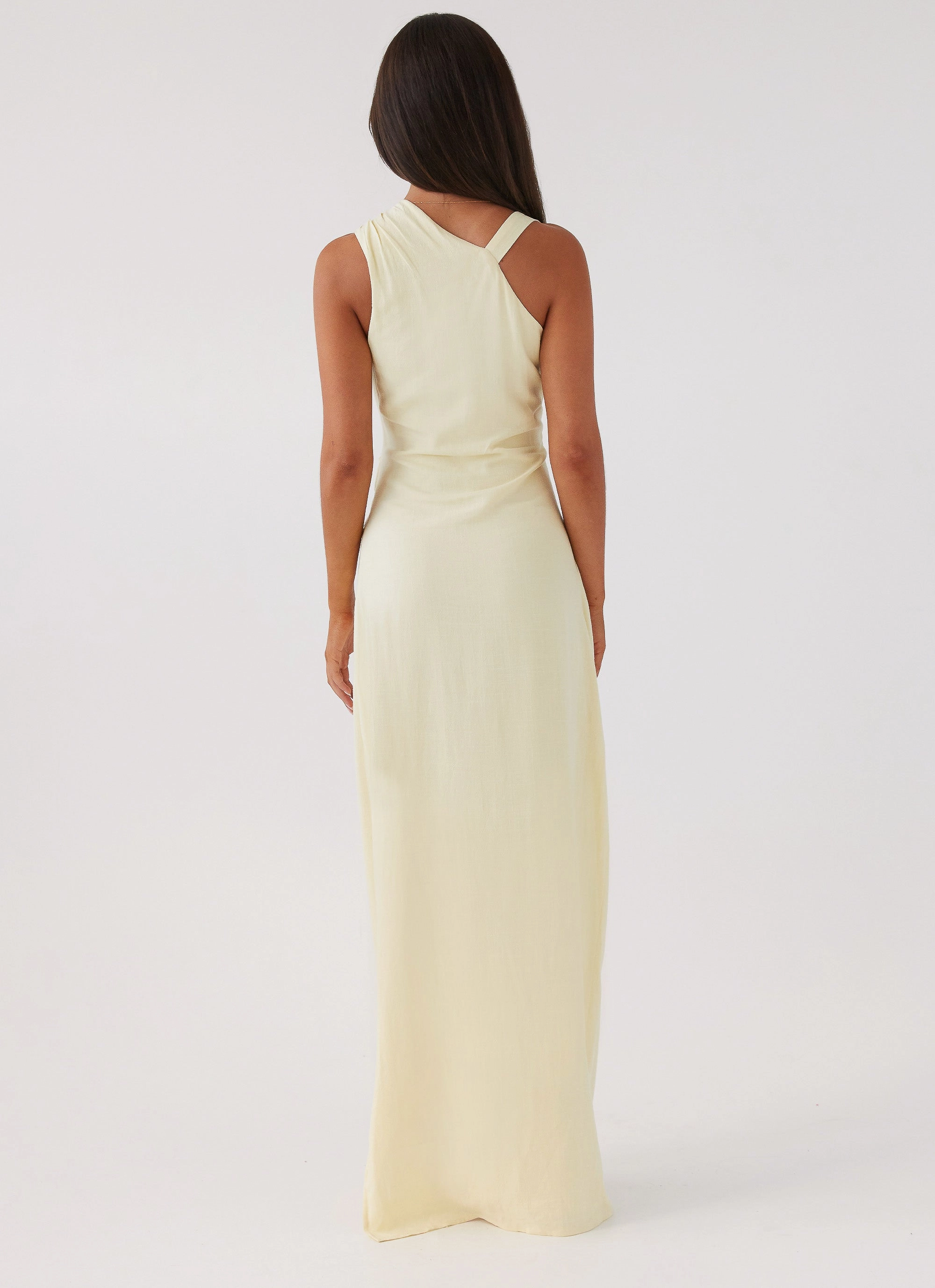 Daffodil Charm Linen Maxi Dress - Sunflower Yellow Anti-Static-Finish Soft Shine