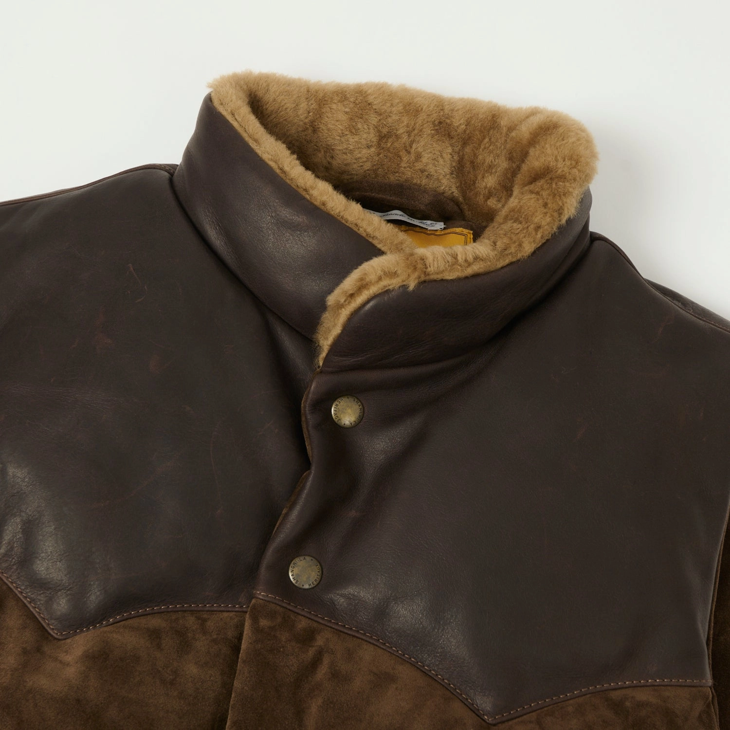 Minimalist Sport Style disaster relief Shangri-La Heritage 'Bivacco' Suede Western Down Vest - Testa di Moro Brown