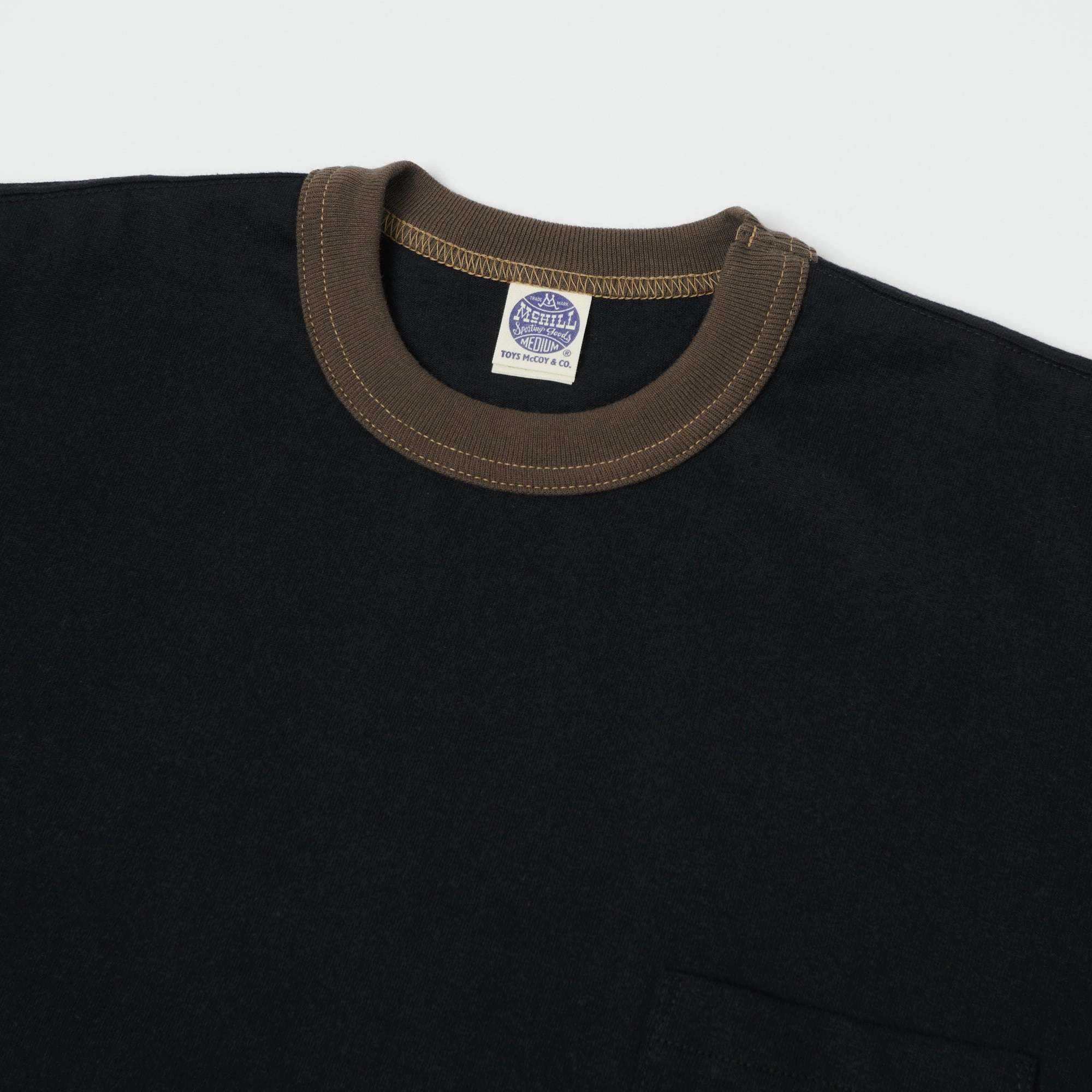TOYS McCOY Ringer Pocket T-Shirt - Black/Brown Top Rated Daily Style