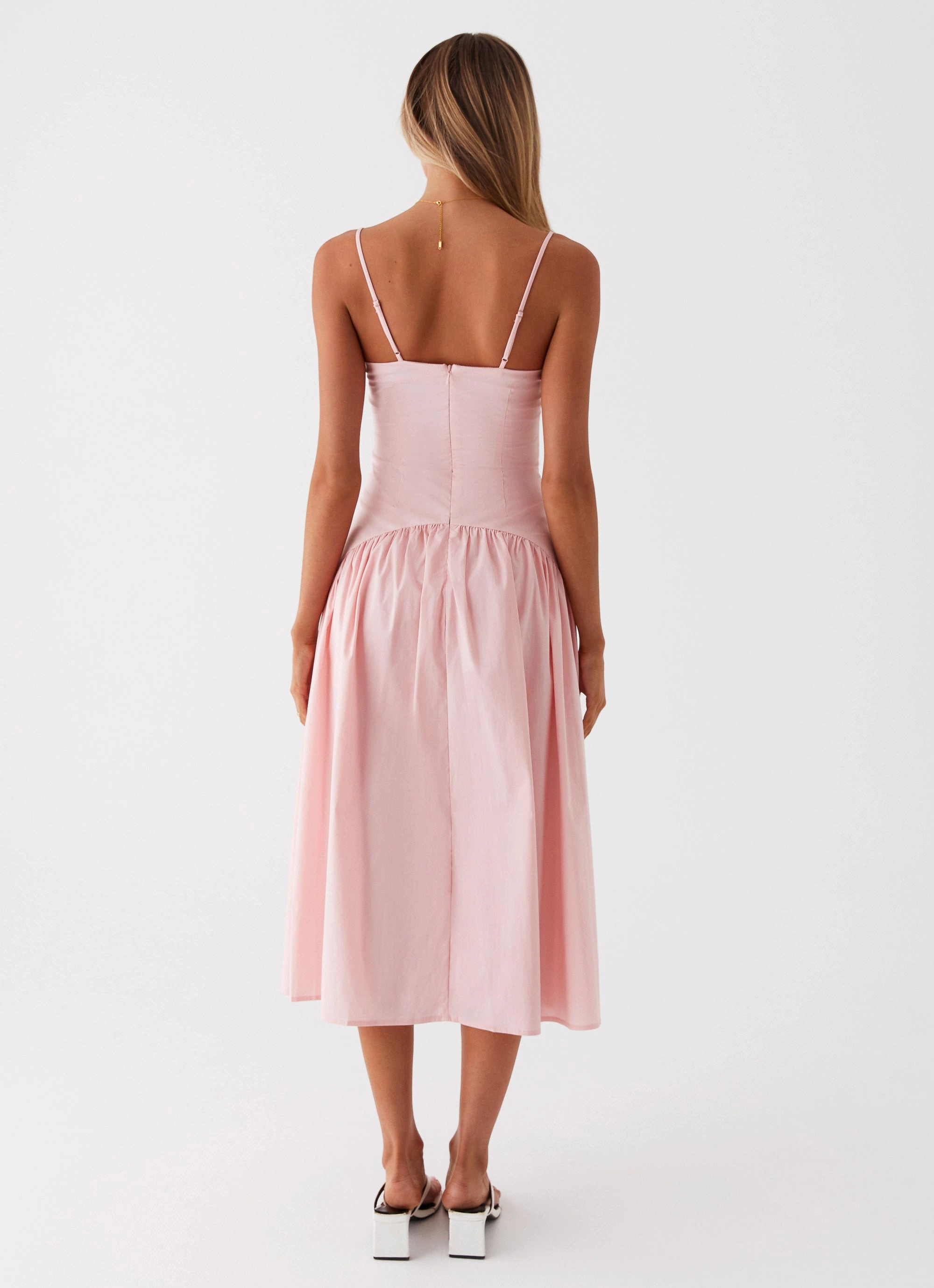 Yvette Corset Midi Dress - Pink Comfy Detail Sheer Panel