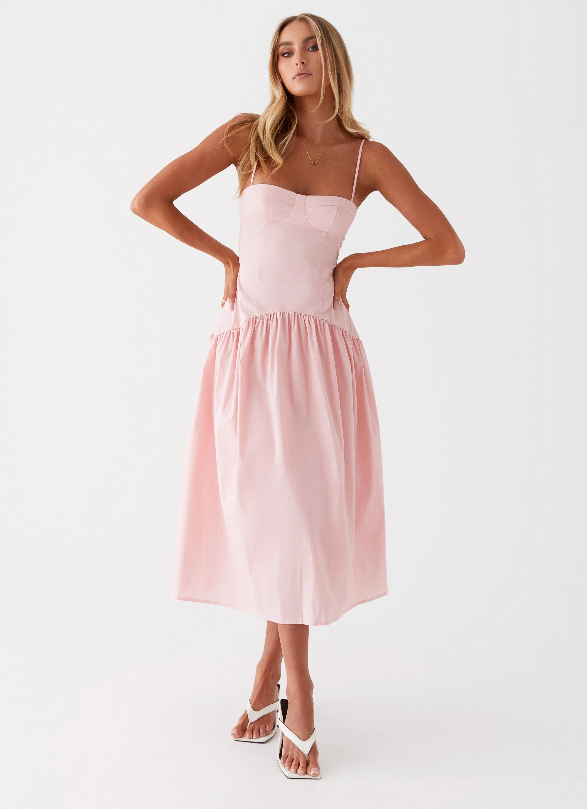 Yvette Corset Midi Dress - Pink Spring Mood
