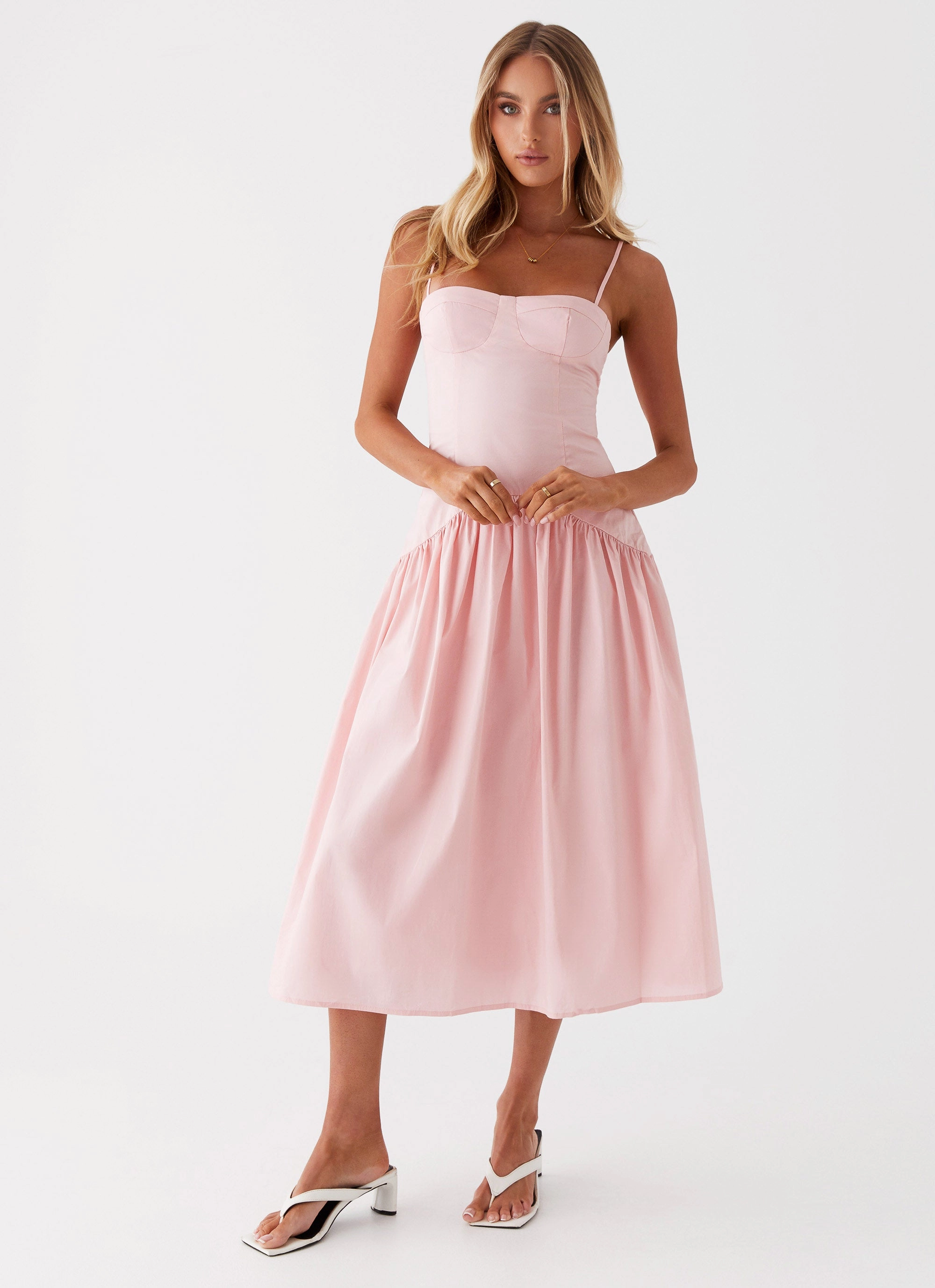 Fashionable Wear Smooth Curve Yvette Corset Midi Dress - Pink