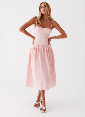 Yvette Corset Midi Dress - Pink Spring Mood