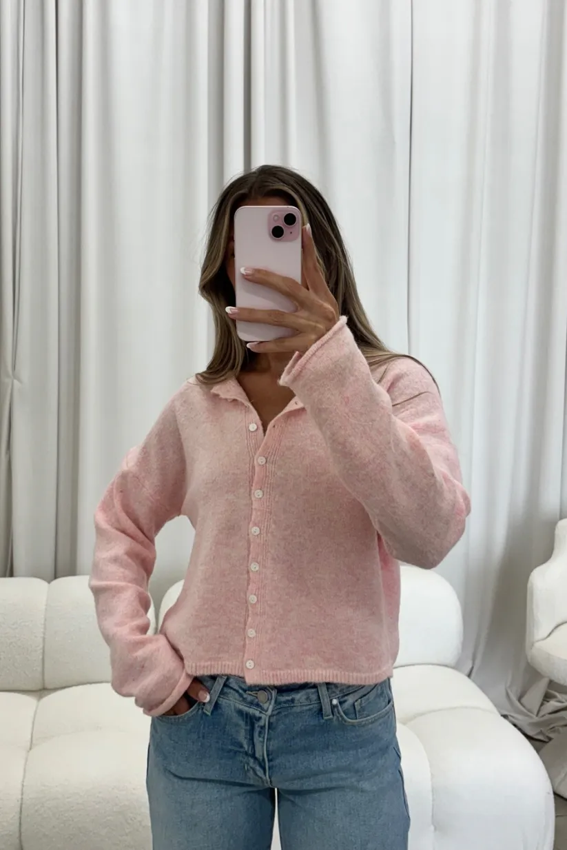 Dani Classic Lightweight Button Down Cardigan Top in Sherbet Moisture Management System Versatile Warmth