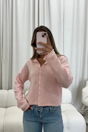 Dani Classic Lightweight Button Down Cardigan Top in Sherbet Moisture Management System Versatile Warmth