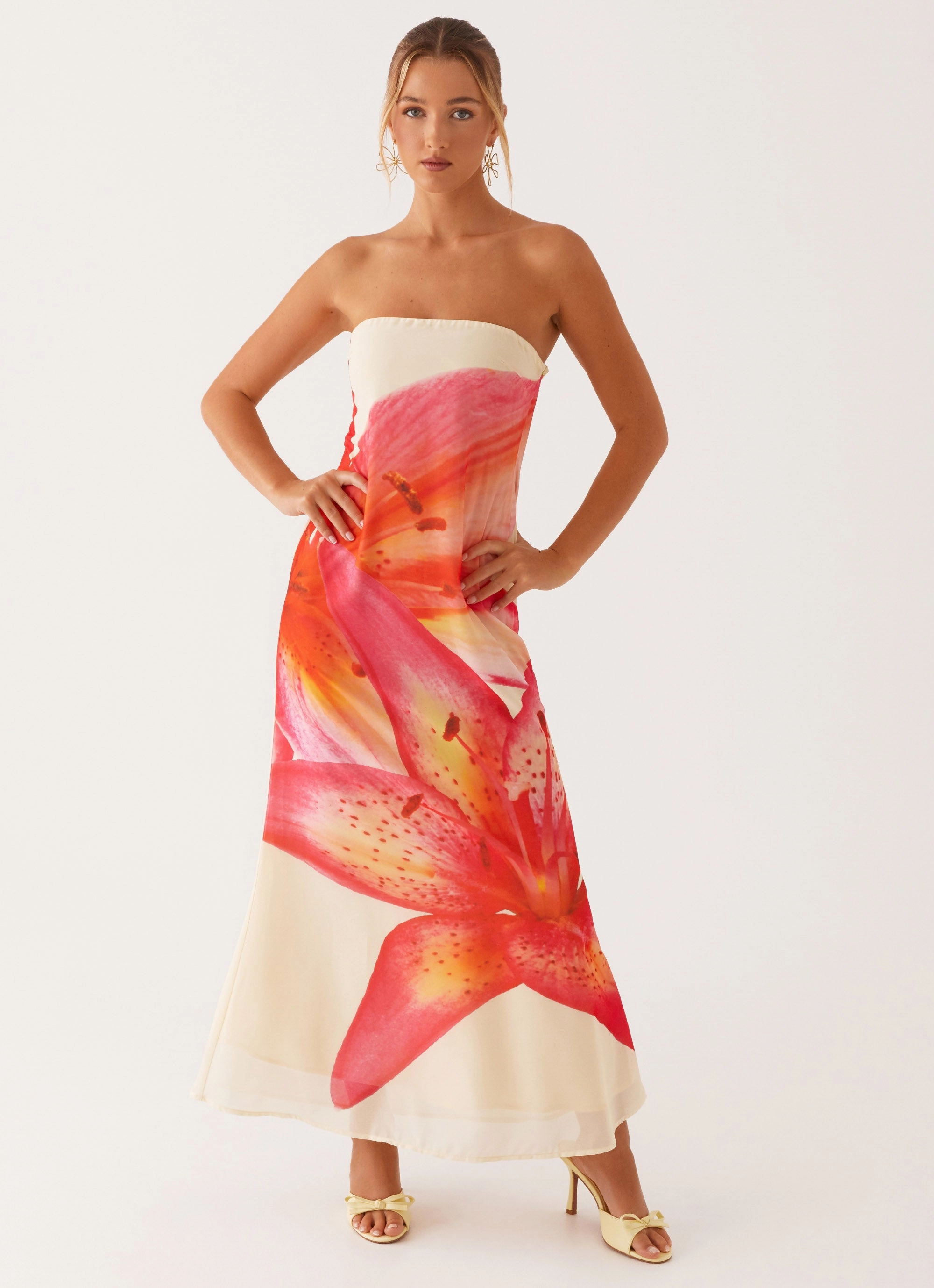 Darcy Maxi Dress - Yellow Floral Minimal Details