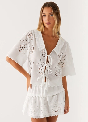 Summer Escape Embroidered Top - White Free Step