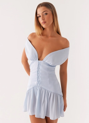 Dear Diary Mini Dress - Pastel Blue Cozy Wear