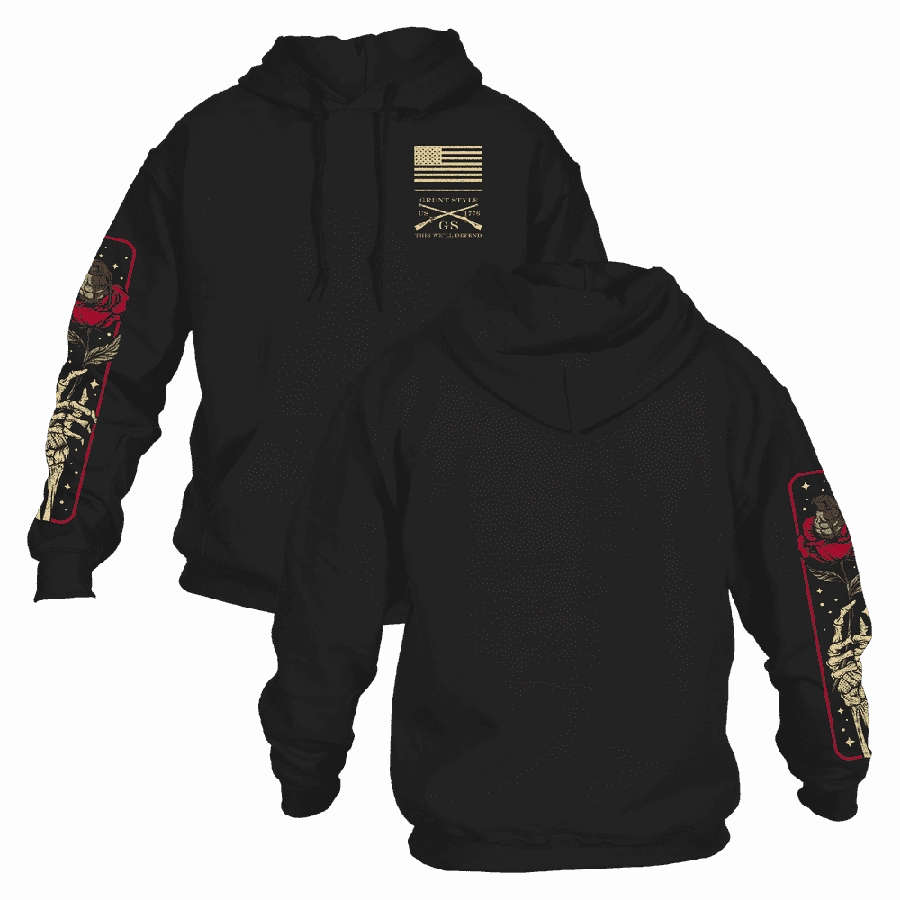 Death Rose Hoodie - Black product bag functionality Basic Wear