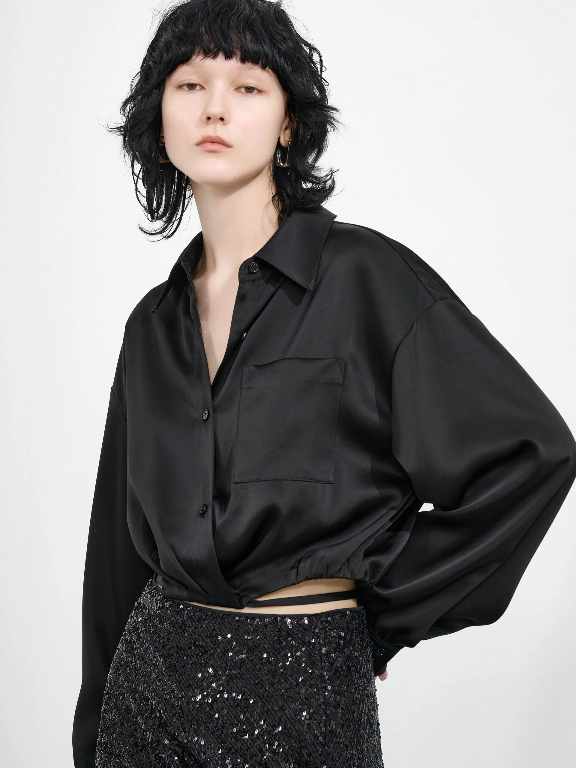 Deconstruct Strap Shirt Date night Classic Collar