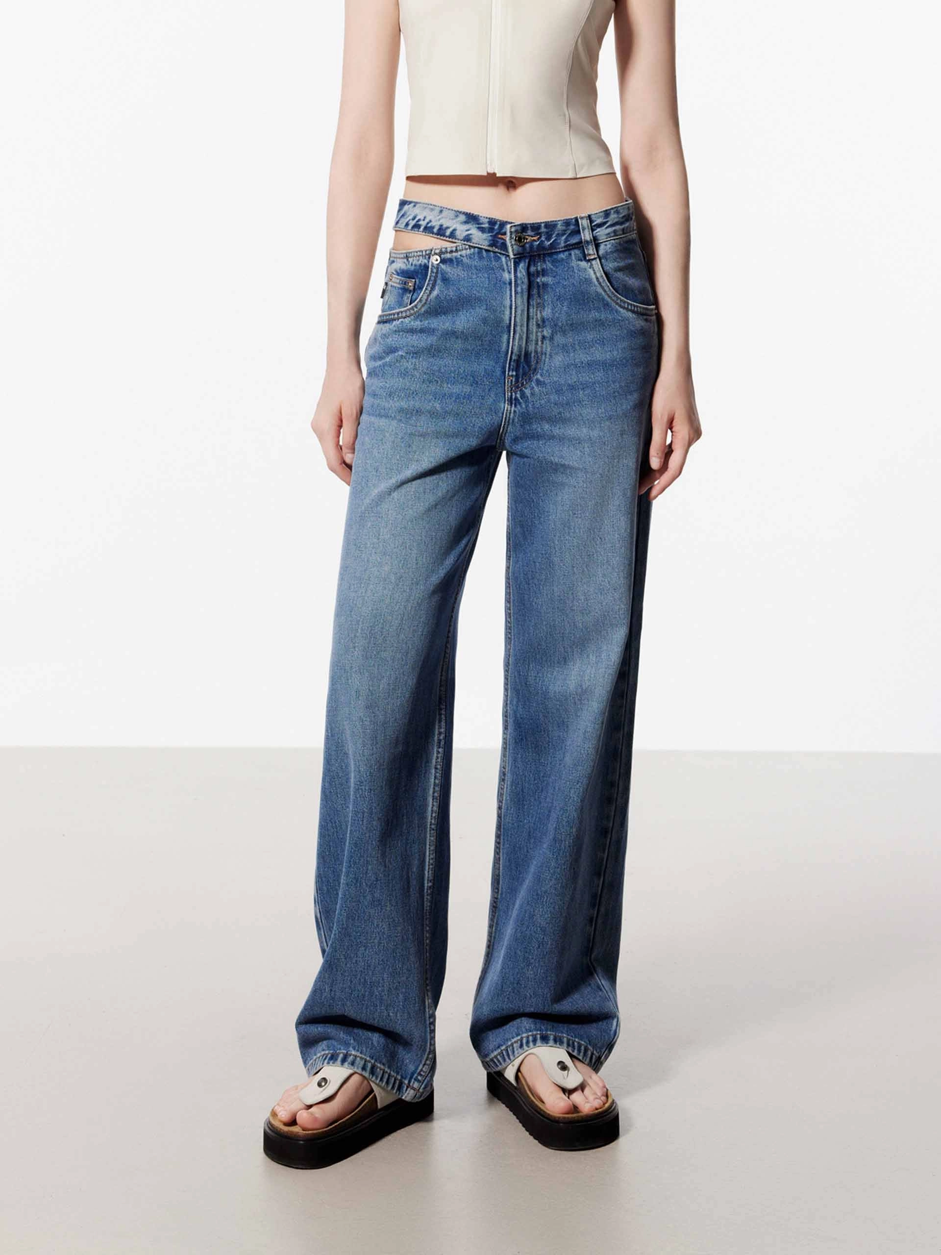 Deconstructed Cotton Jeans Crisp Look