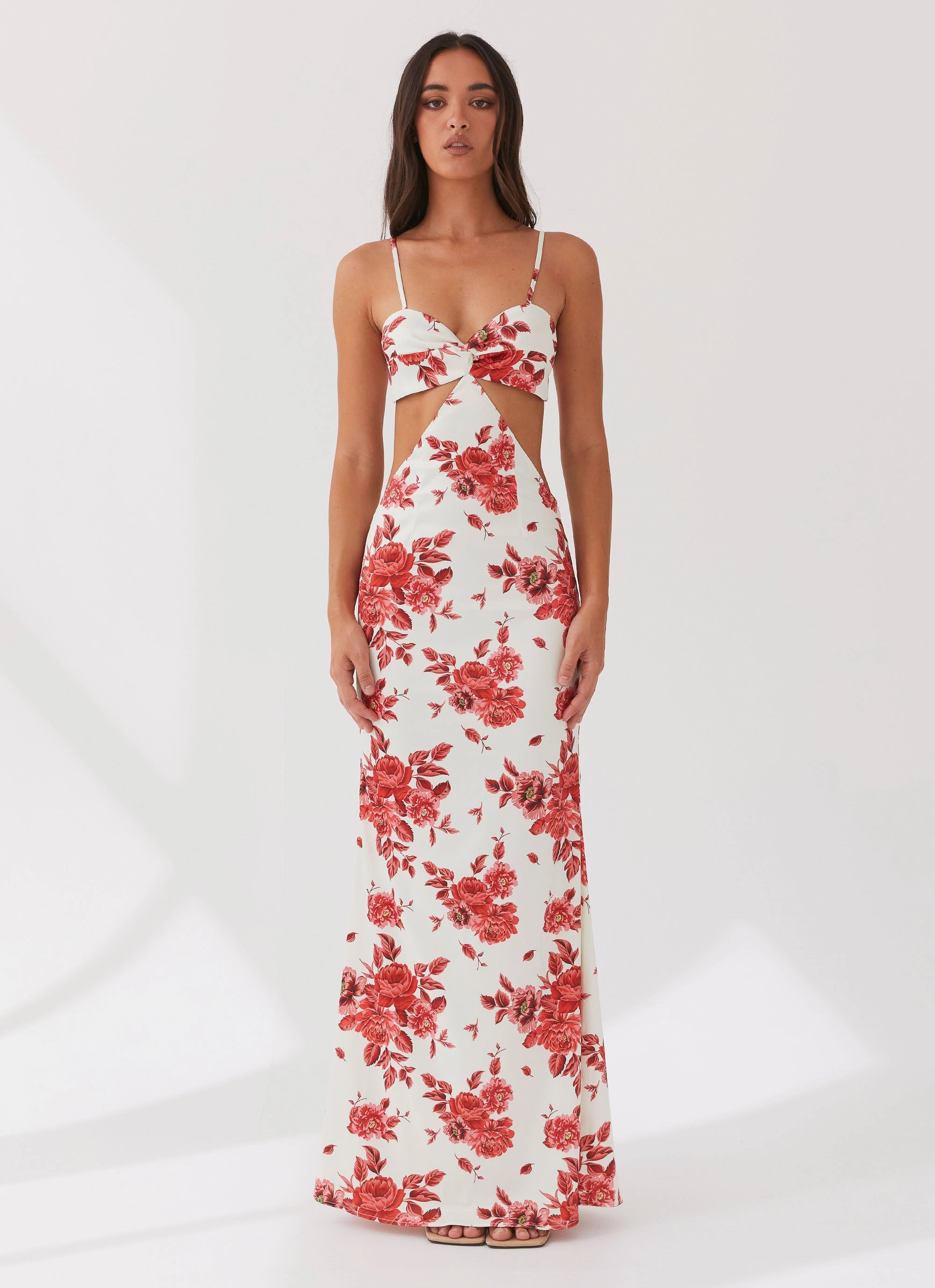 Rosie Satin Maxi Dress - Rosa Floria Cap-Sleeve
