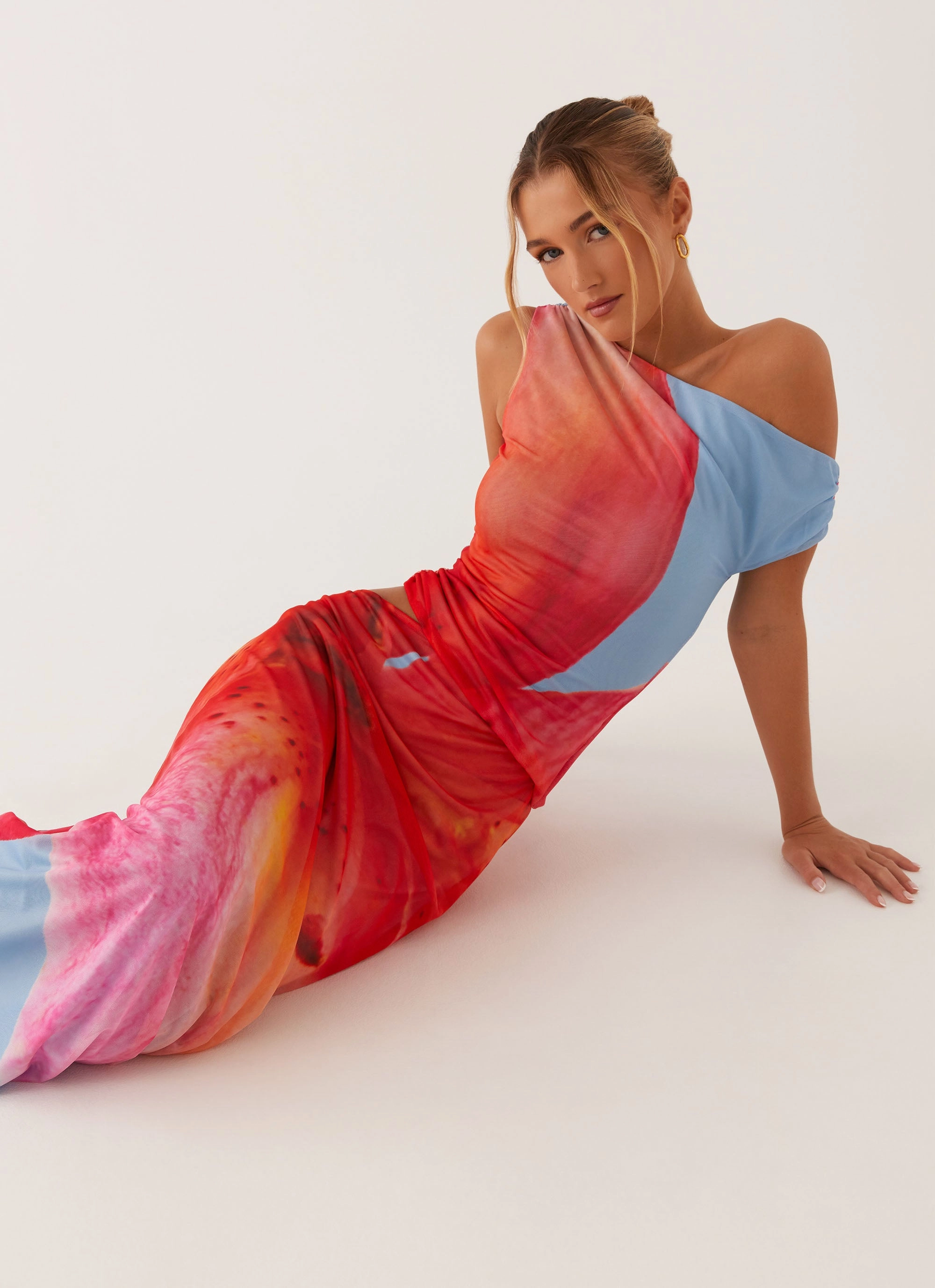 Skin-friendly Santa Monica Maxi Dress - Blue Floral