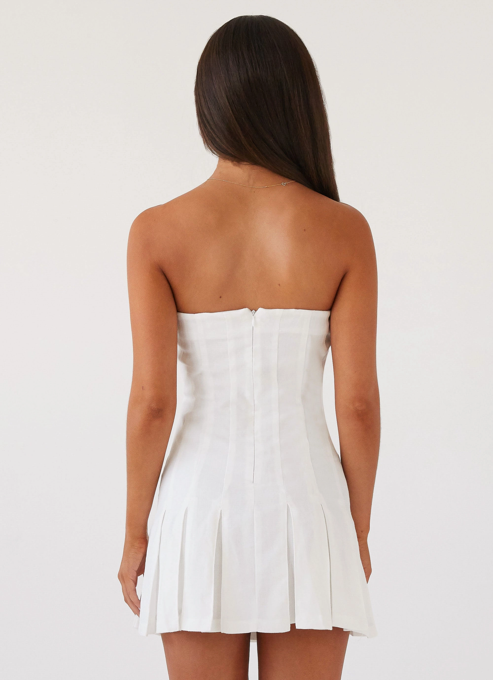 Saving Hearts Linen Mini Dress - White Eye Catching