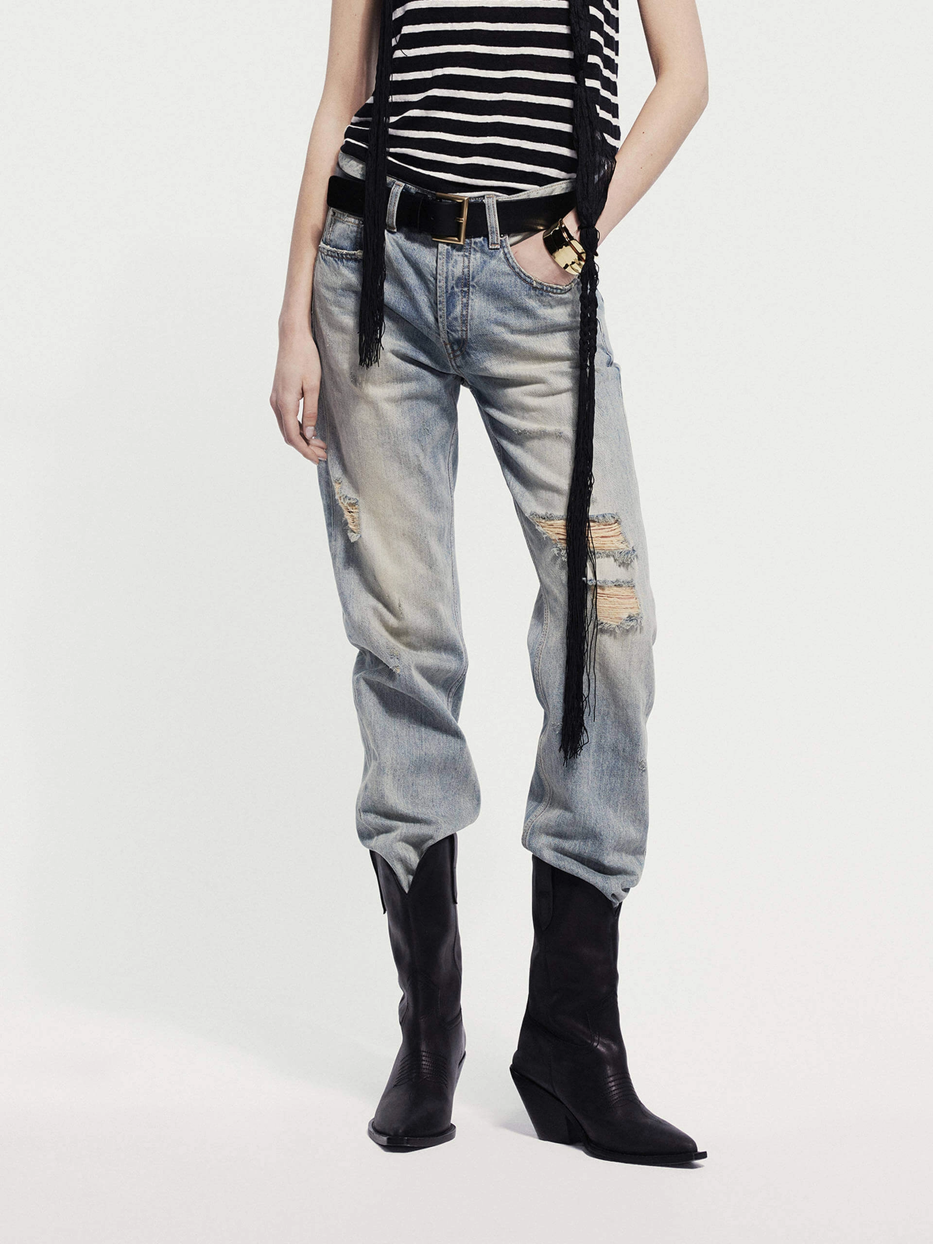 Destroyed Straight Leg Jeans Reliable Basic