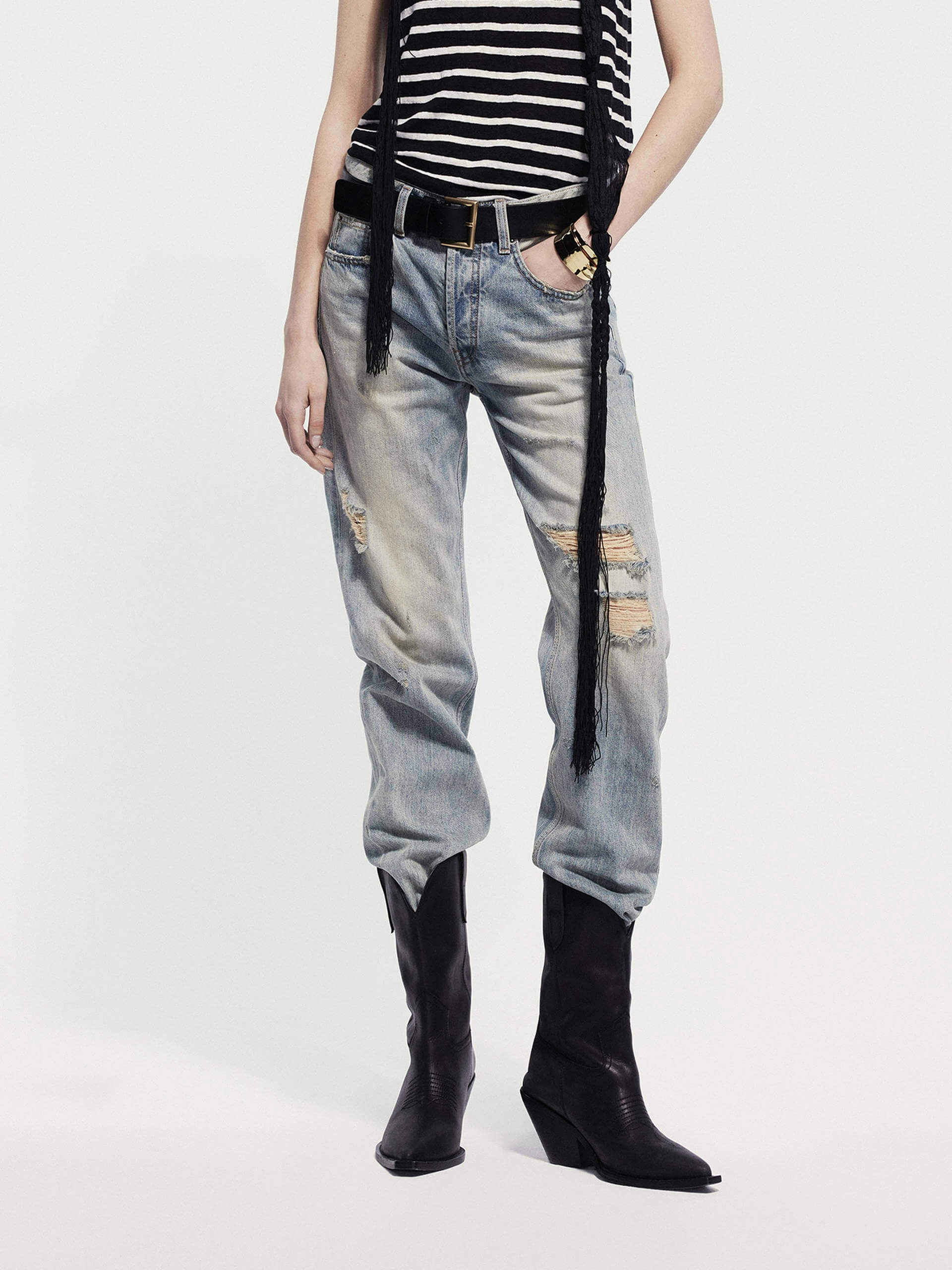 Tailored Fit Daily Go-To Destroyed Straight Leg Jeans