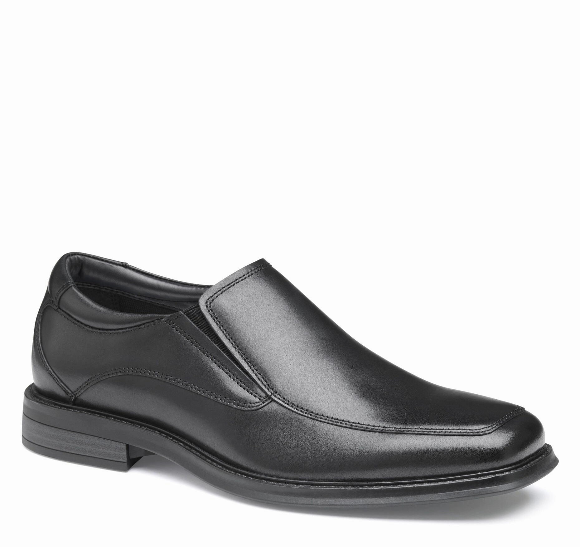 Johnston & Murphy Men's Ardmore Black Leather Moc Toe Venetian Slip On Loafer Shoe Comfort Fit Busy Commuter Cushioned Support City Dweller