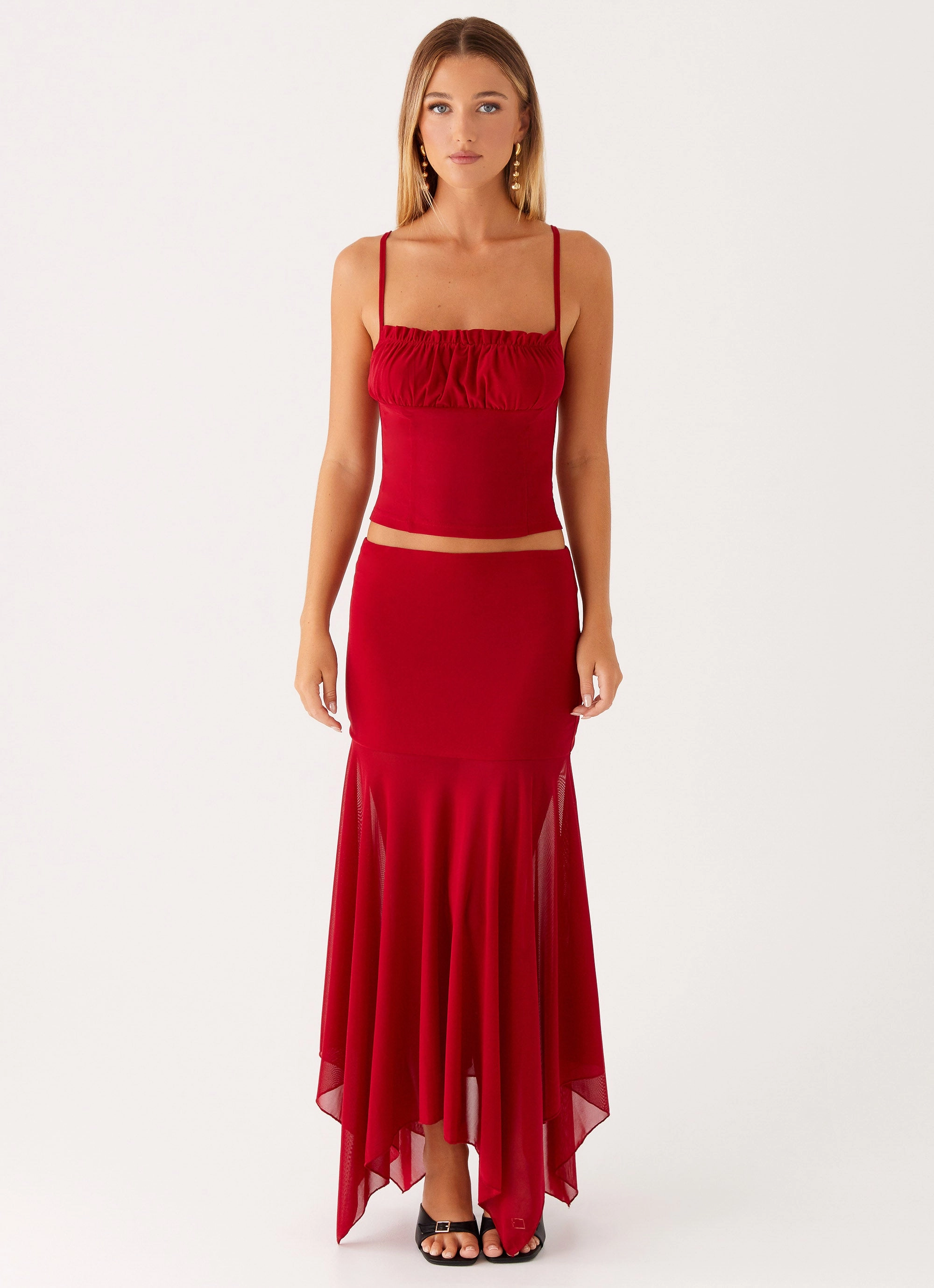 Dionne Maxi Skirt - Red Cool Palette Easy Mood