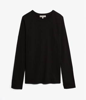Merz b. Schwanen 1950sLS Lightweight Long Sleeve T-Shirt - Deep Black Breathable Essentials