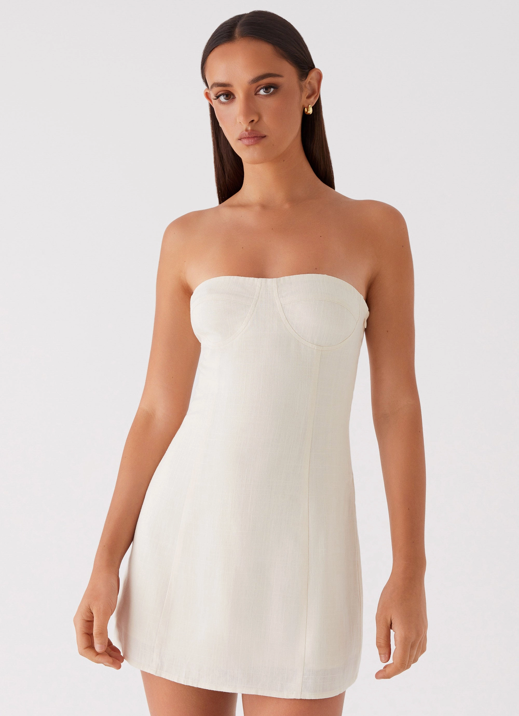 Everyday Look Belted-Style Do It That Way Linen Mini Dress - Ivory
