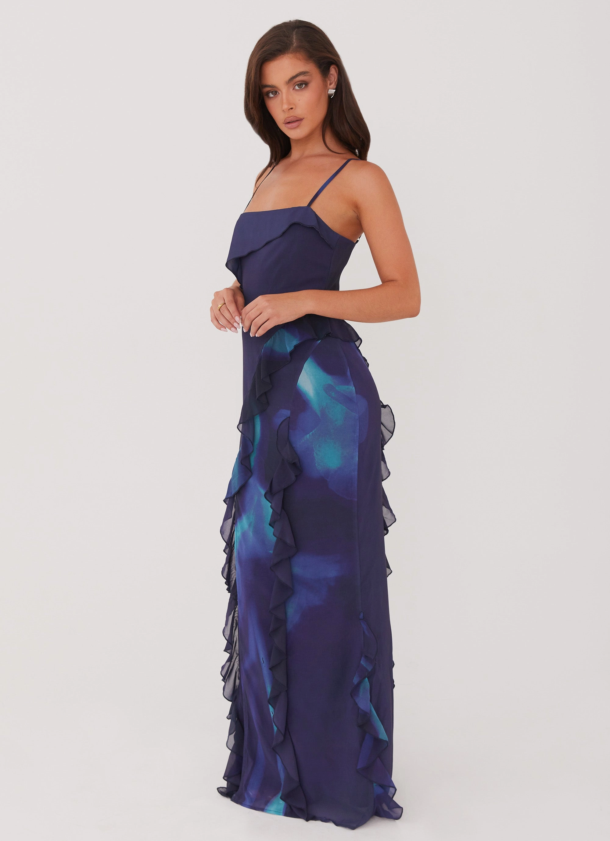 Do No Wrong Ruffle Maxi Dress - Cyber Rose Warm Season