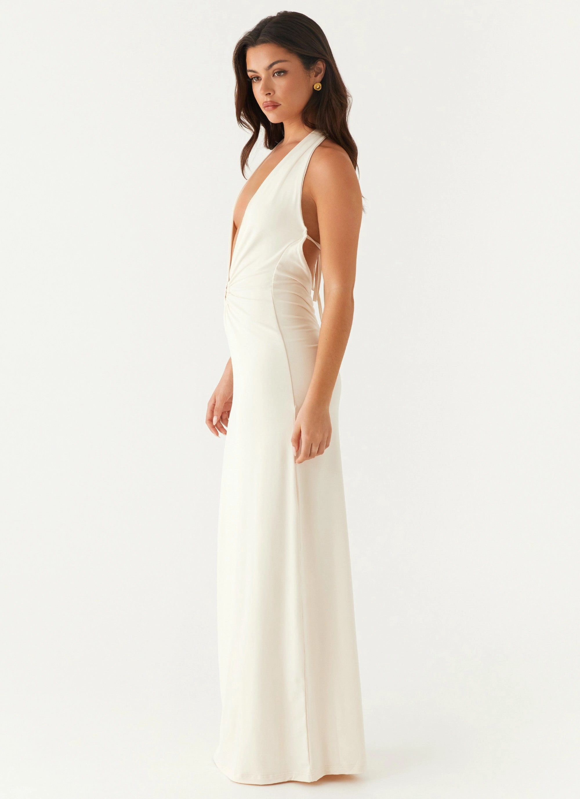 Simple Ease Satin Finish Dominica Maxi Dress - Ivory