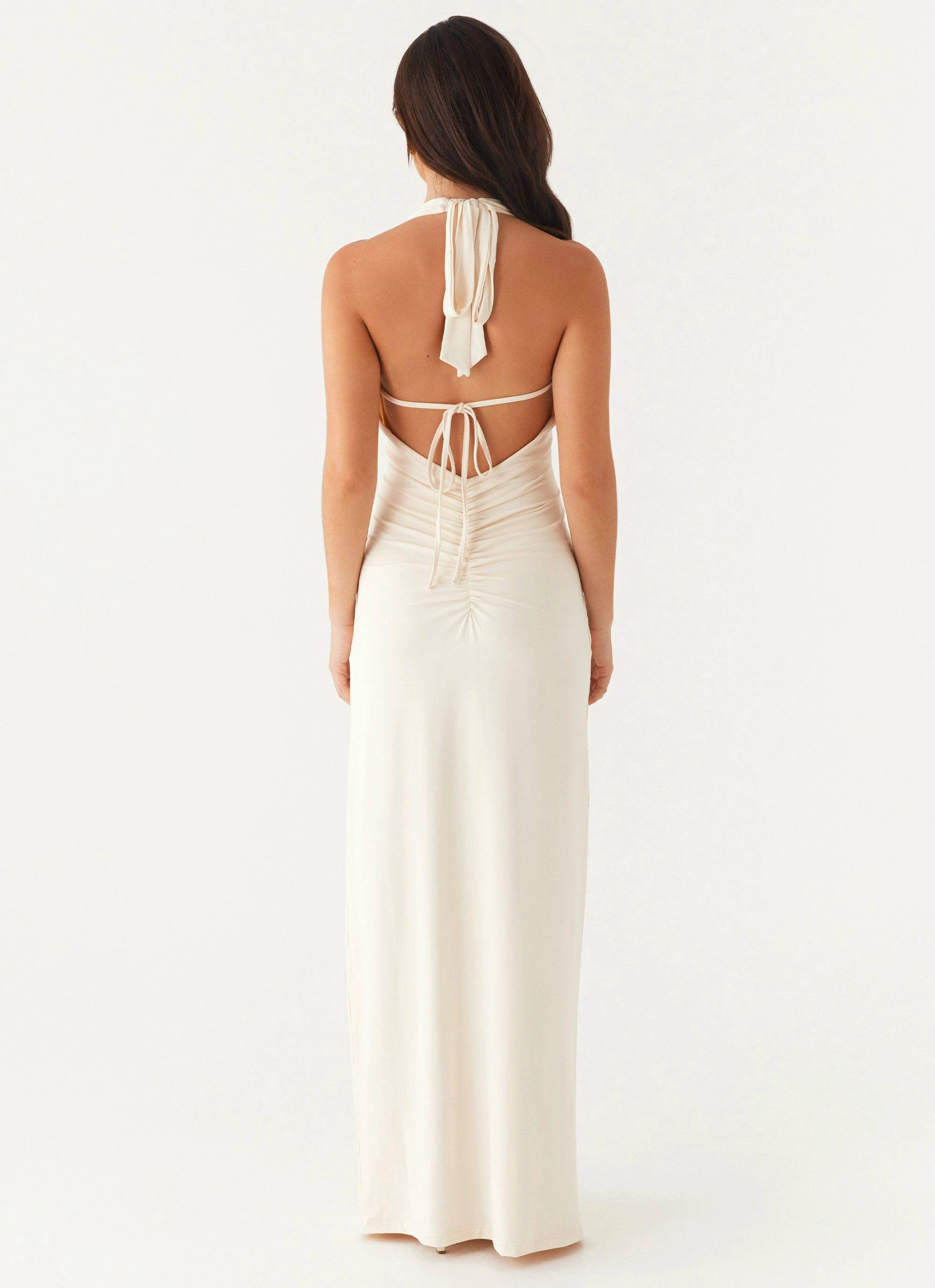 Draped Fabric Trend-Inspired Dominica Maxi Dress - Ivory