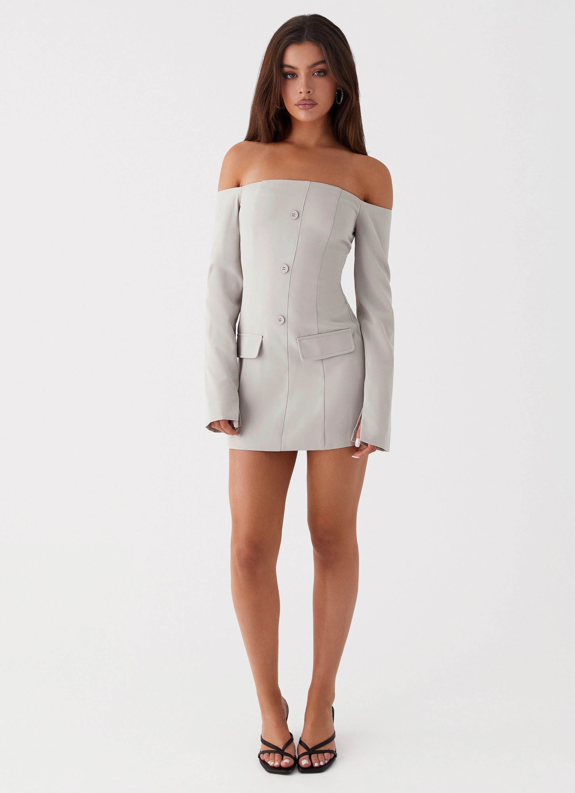 Dominique Blazer Mini Dress - Grey Spring Style