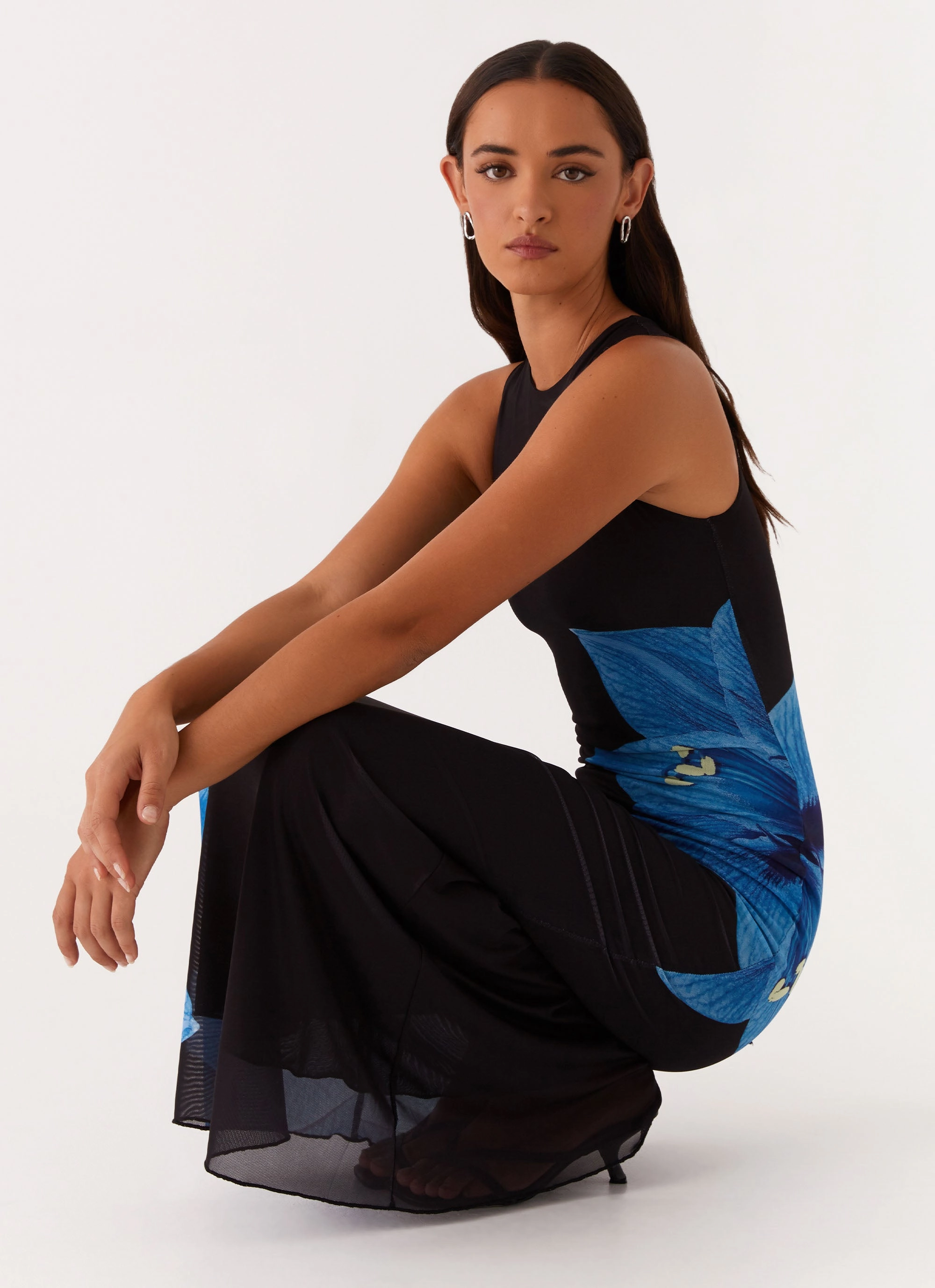 Subtle-Print Manhattan Nights Maxi Dress - Black