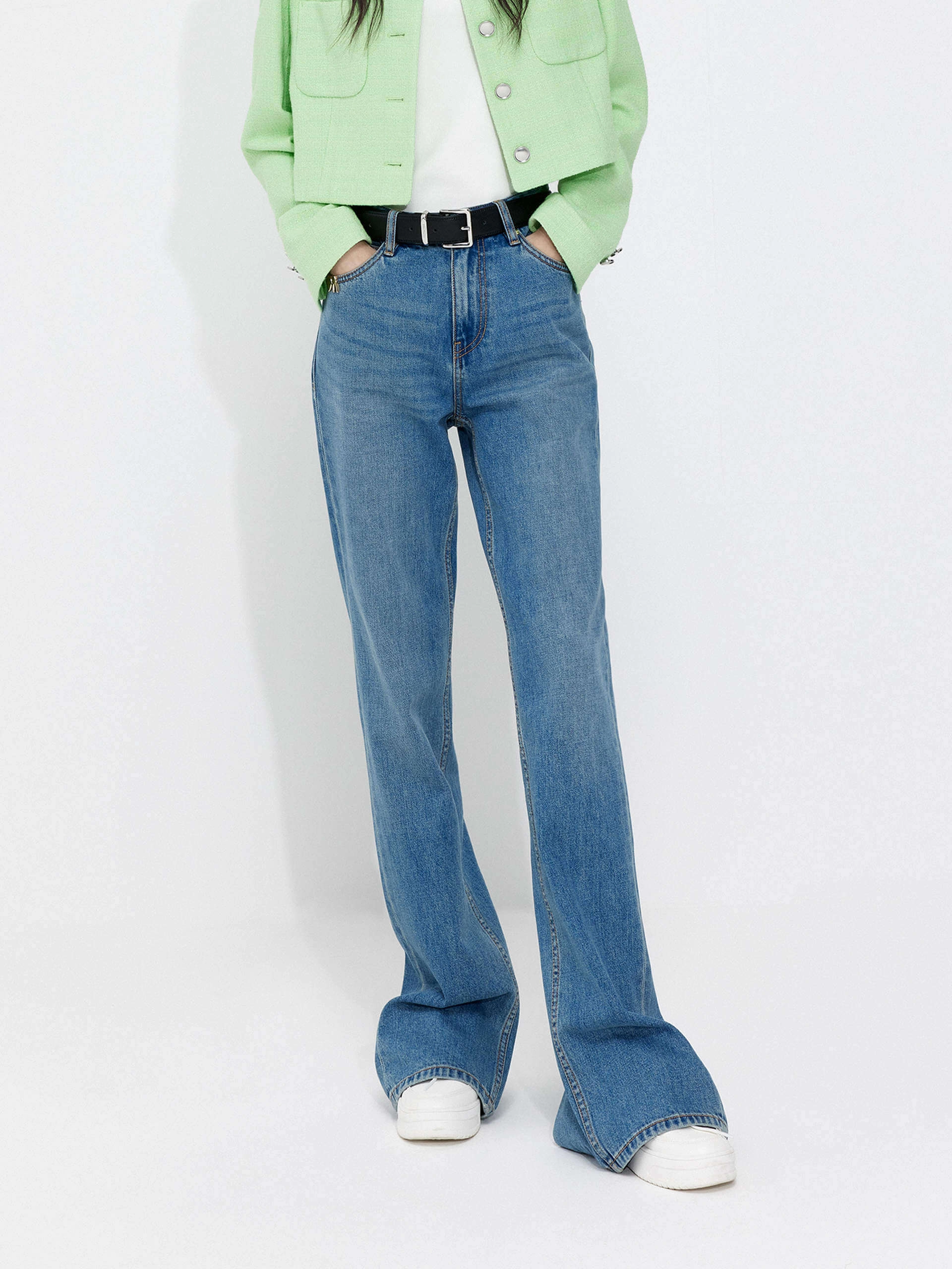 Office Wear Modern Daily Essential Back Slit Straight Jeans