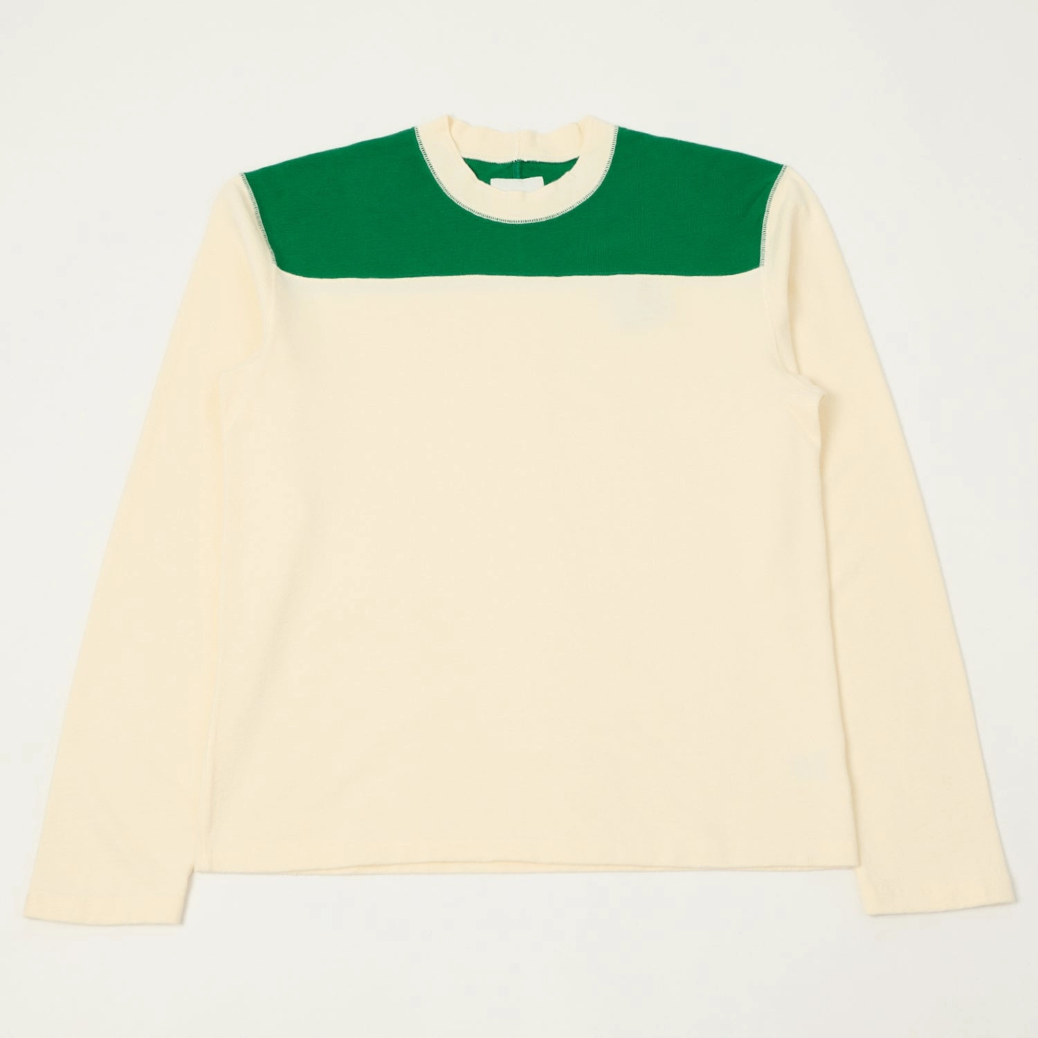 Drake's Contrast Football T-Shirt - Antique White/Green Comfy Look Wear