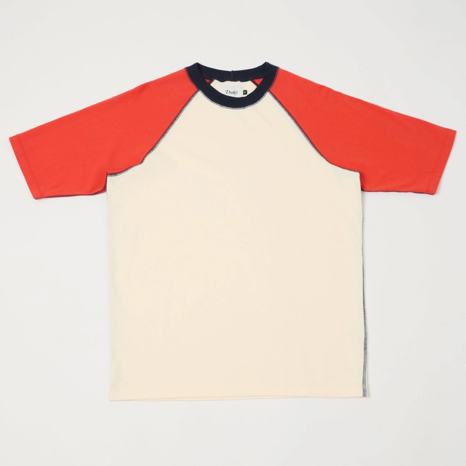 Fashion Layering Drake's Raglan Sleeve Hiking Tee - Ecru/Red