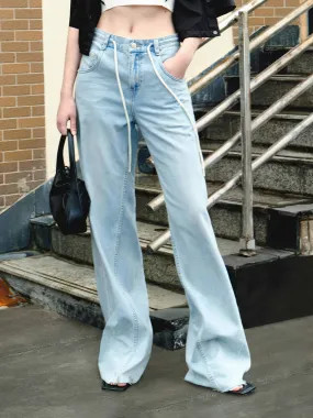 Drawstring Wide Leg Jeans All Day Comfort