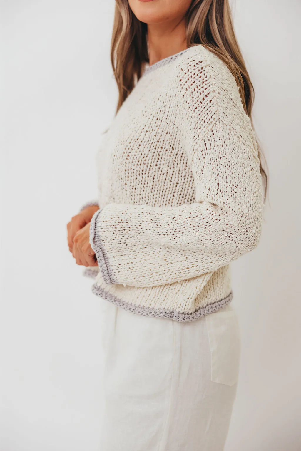 Dreamscape Sweater in Ivory Grey EcoFriendly Dyeing HighDensity Knit