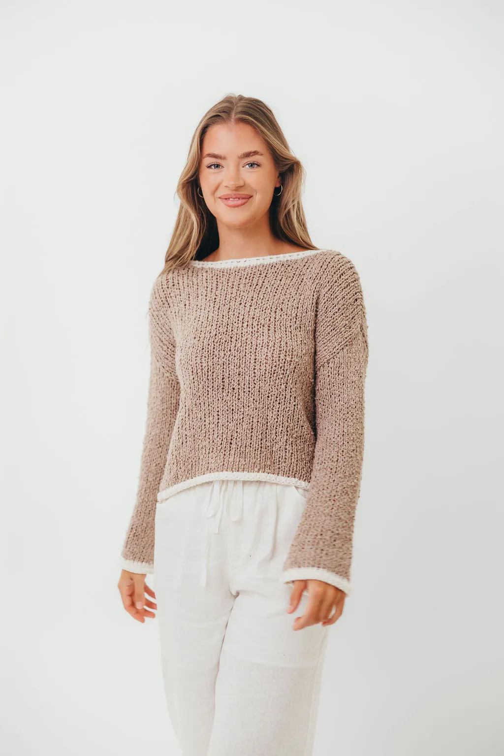 Dreamscape Sweater in Mocha Ivory Weekend Comfort