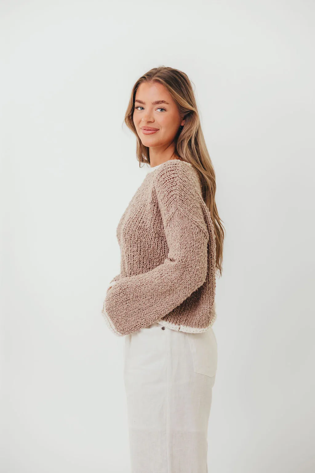 Dreamscape Sweater in Mocha Ivory Simple Casual Style