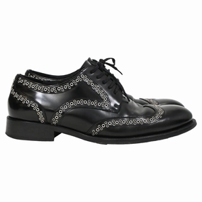 Dsquared2 x Vero Cuoio Eyelet Studded Oxford Shoes in Black Leather Refined Style Workday Essential Smart Style