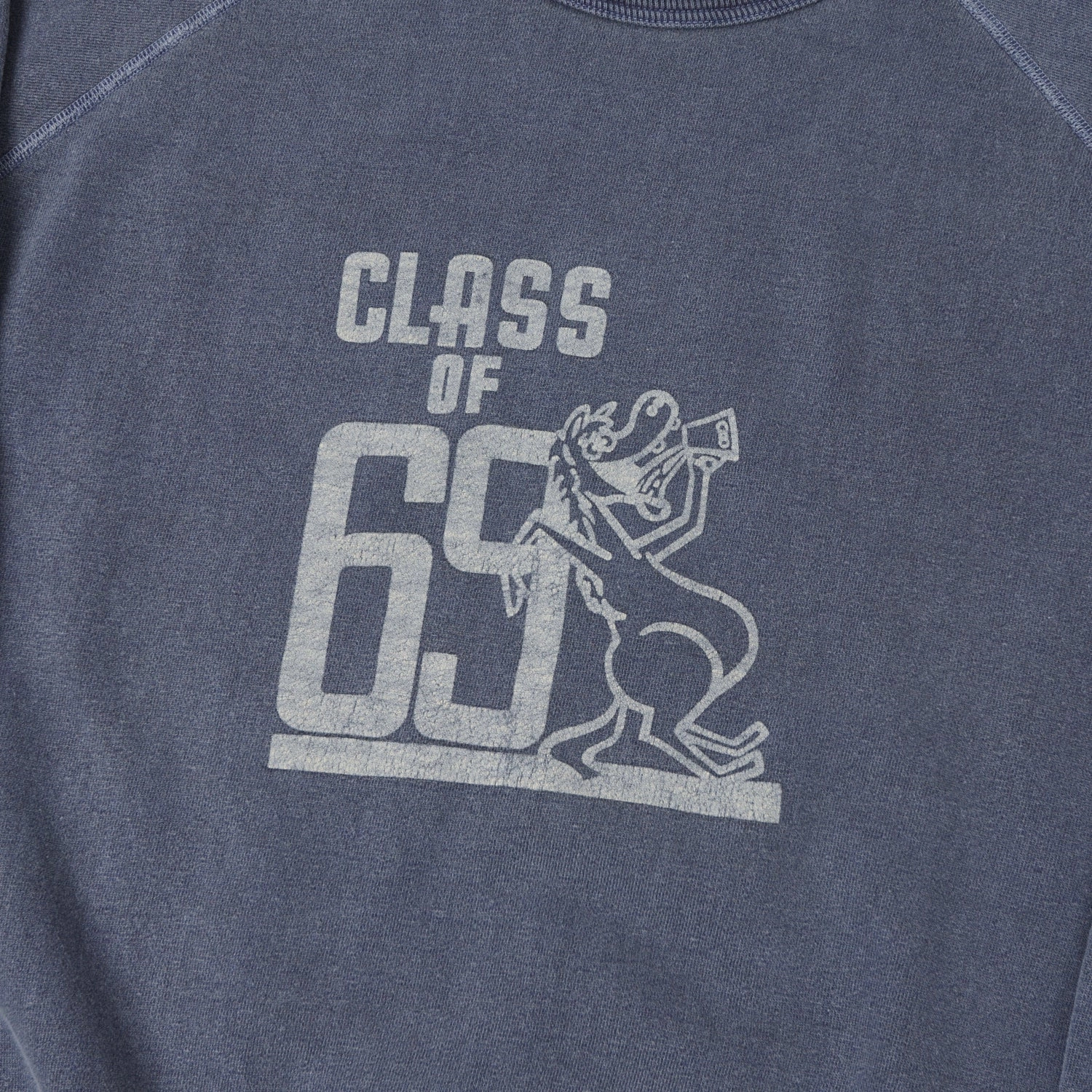 fluffy texture Dubbleworks 'Class Of 69' Faded Print  Sweatshirt - PD Navy